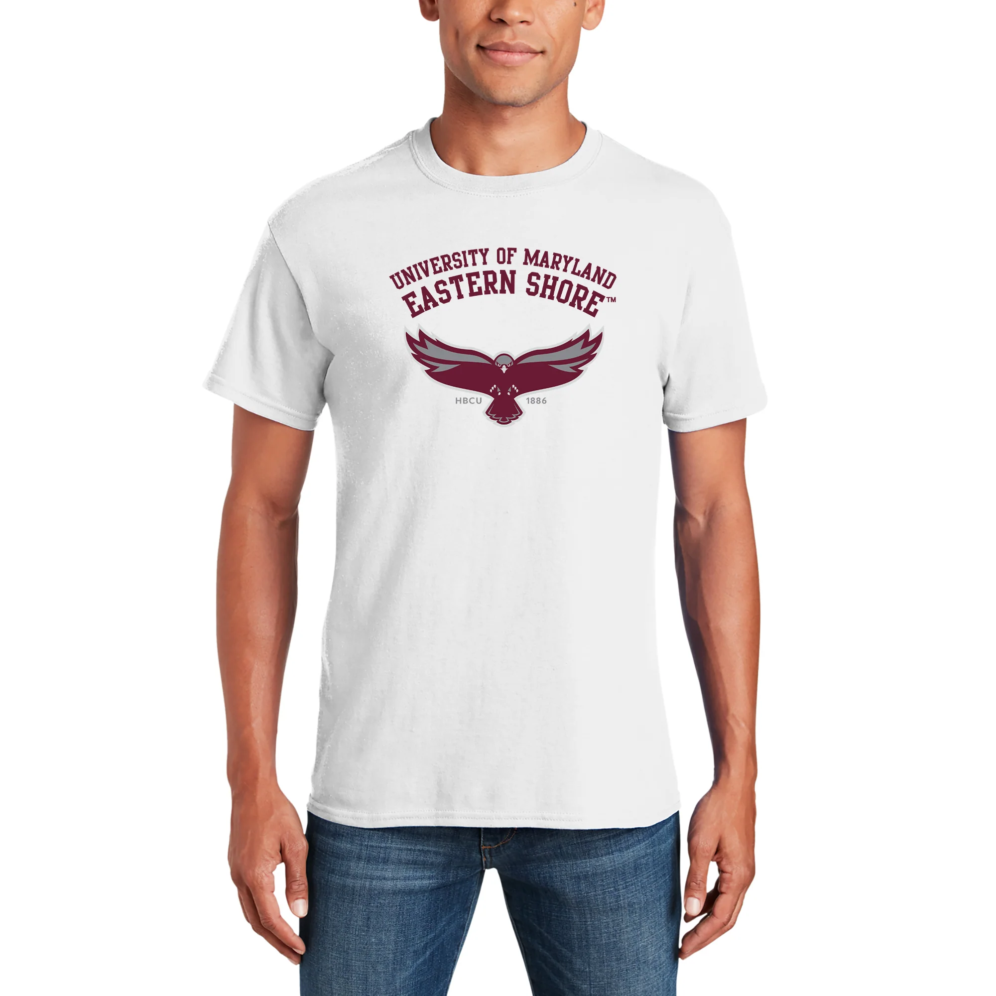 Maryland Eastern Shore Hawks Arch Logo T-Shirt - White - Image 3