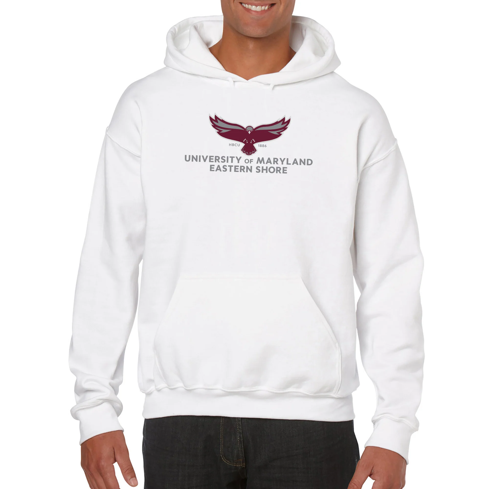 Maryland Eastern Shore Hawks Primary Logo Hoodie - White - Image 3