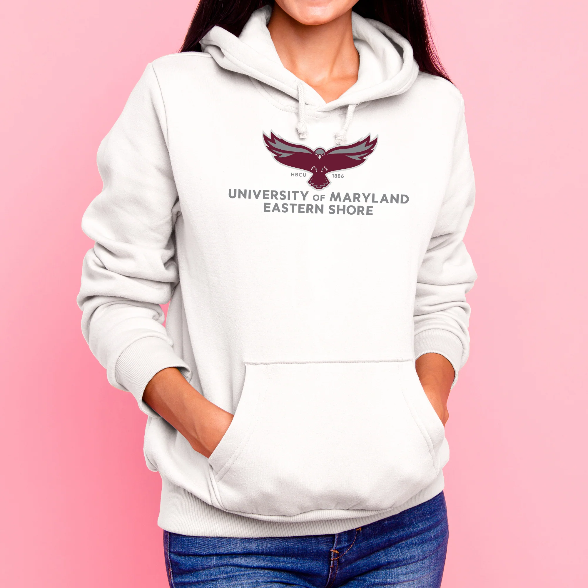 Maryland Eastern Shore Hawks Primary Logo Hoodie - White - Image 4