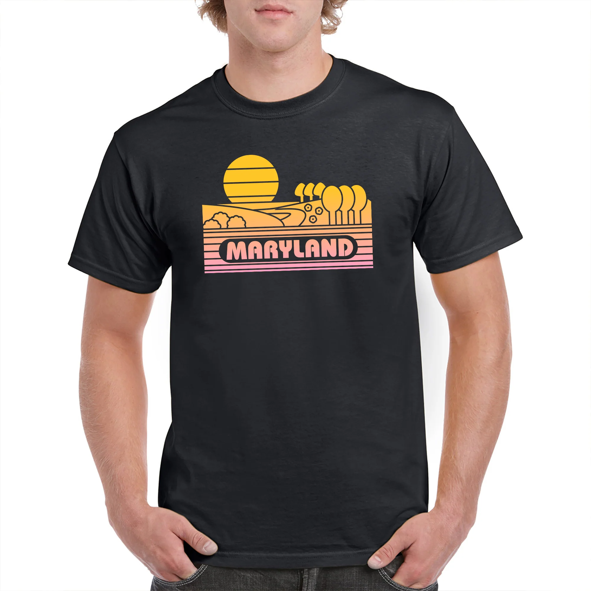 Maryland Groovy Sunset T-Shirt - Black - Image 3
