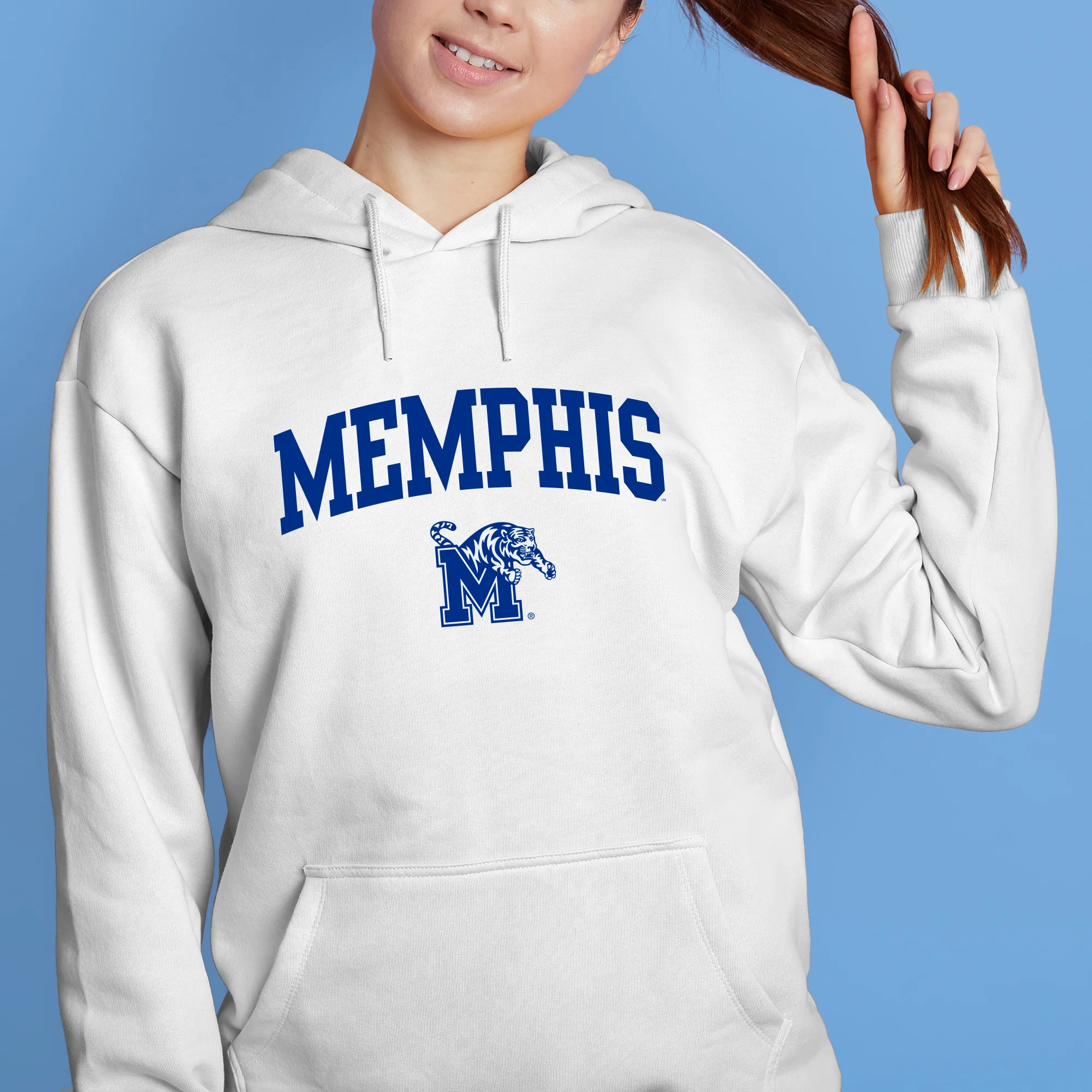 Memphis Tigers Arch Logo Hoodie - White - Image 4
