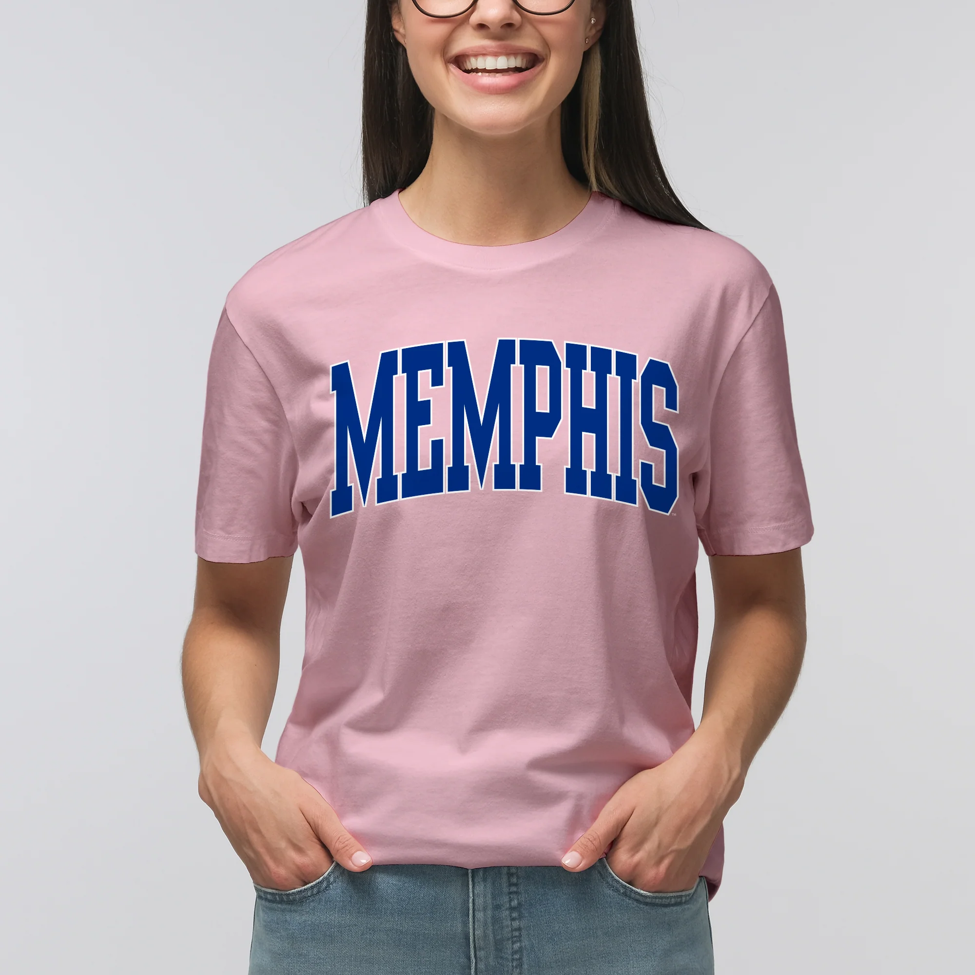 Memphis Tigers Mega Arch T-Shirt - Light Pink - Image 4