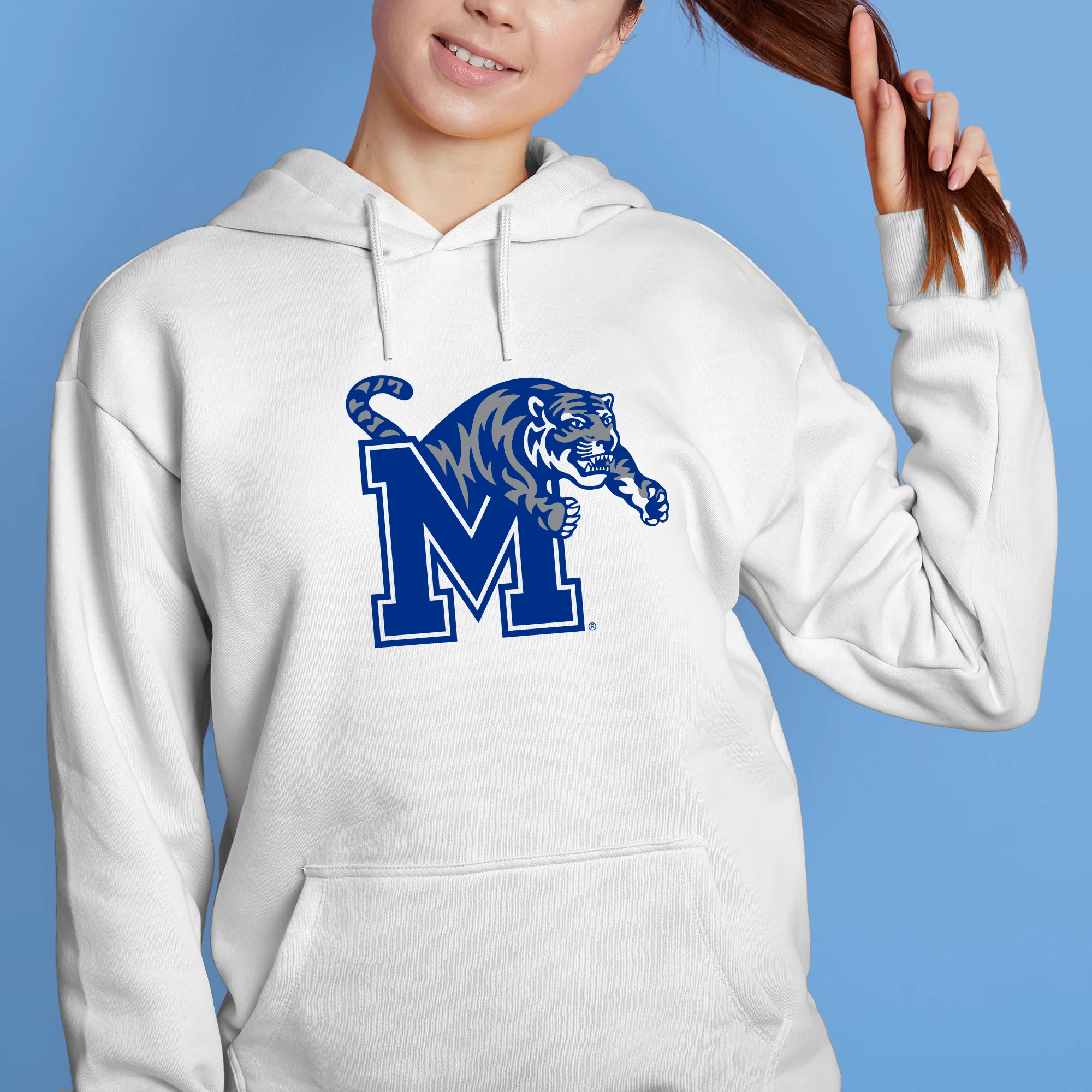 Memphis Tigers Primary Logo Hoodie - White - Image 4
