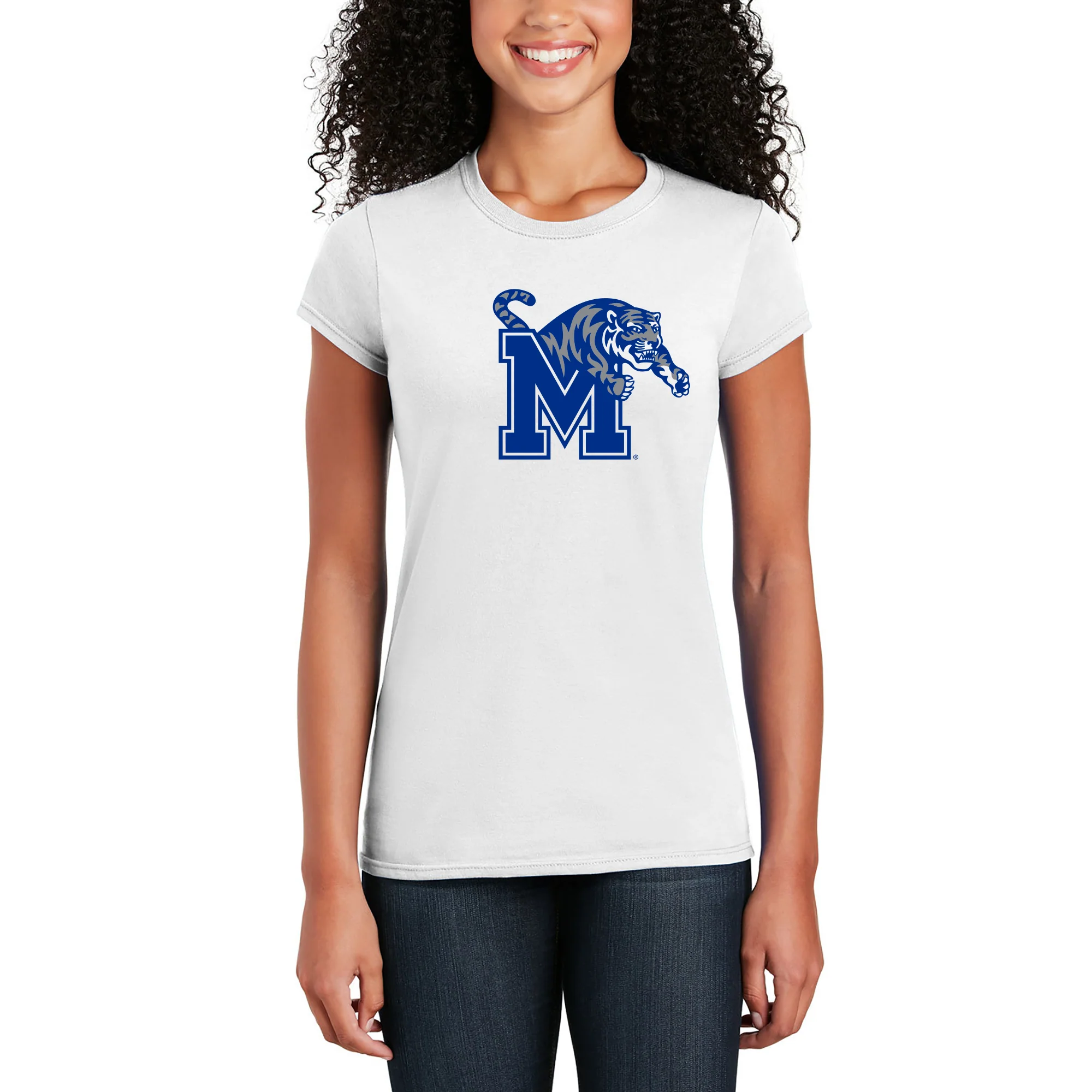 Memphis Tigers Primary Logo Women's T-Shirt - White - Image 4
