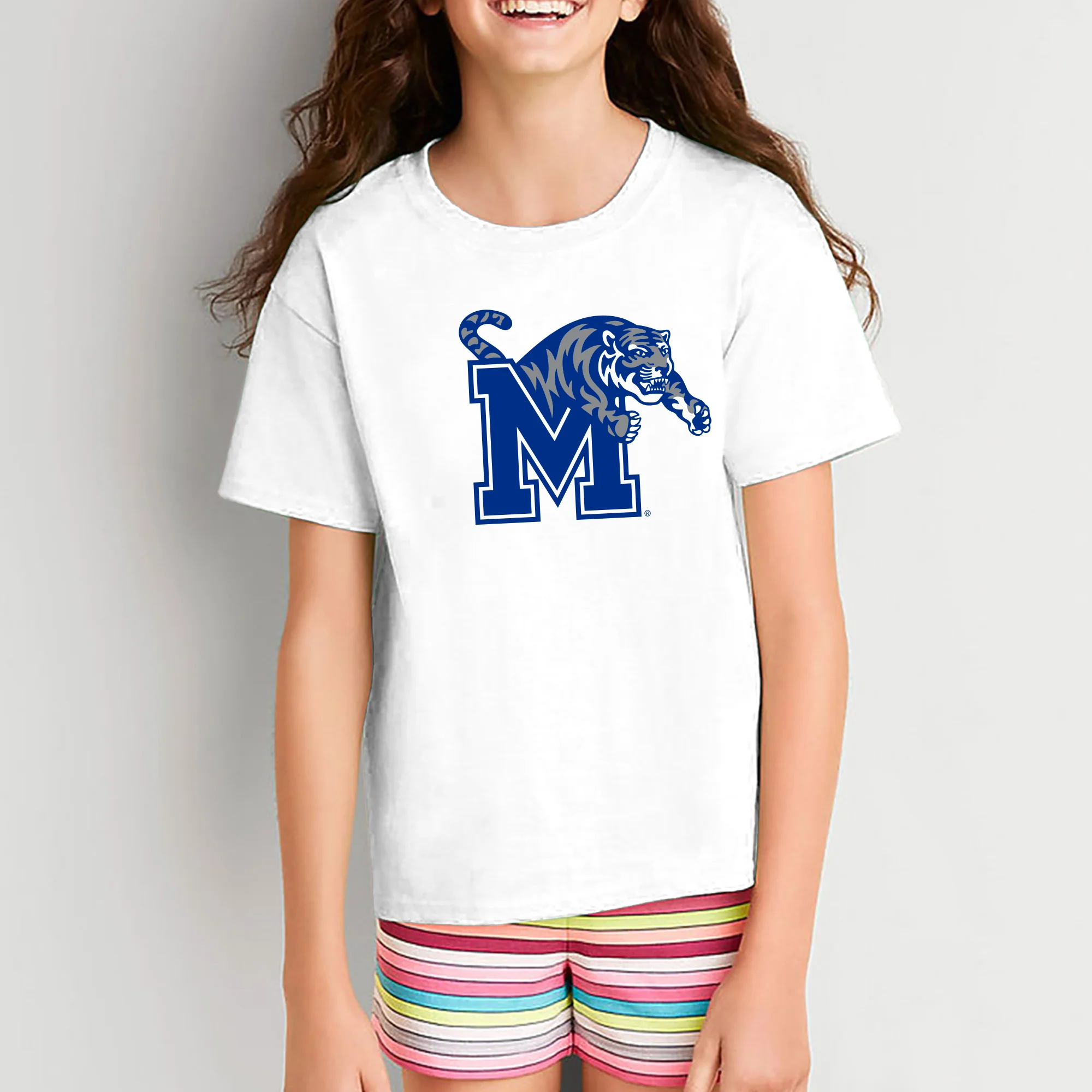 Memphis Tigers Primary Logo Youth T-Shirt - White - Image 4