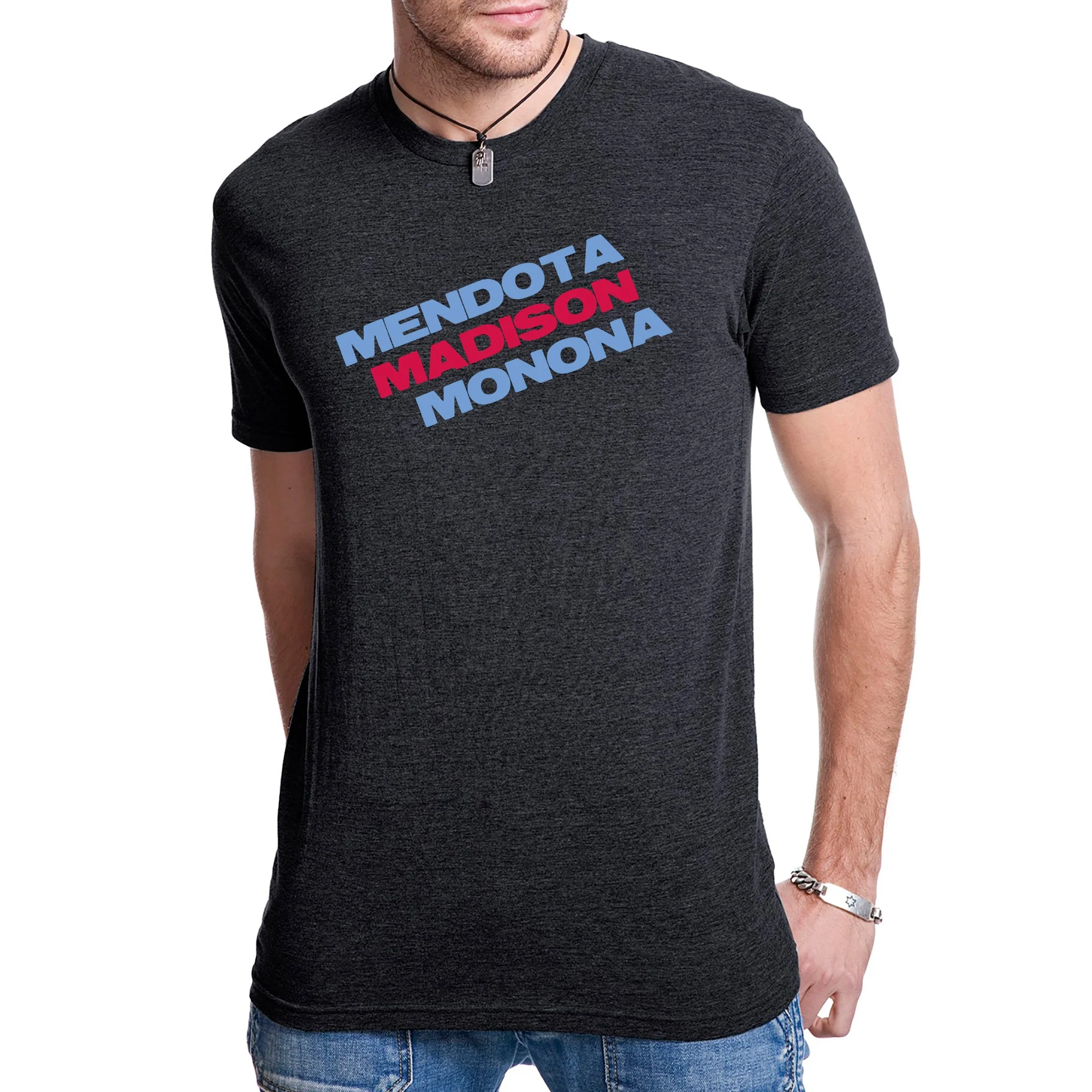 Mendota Madison Monona Tri-Blend T-shirt - Vintage Black - Image 4