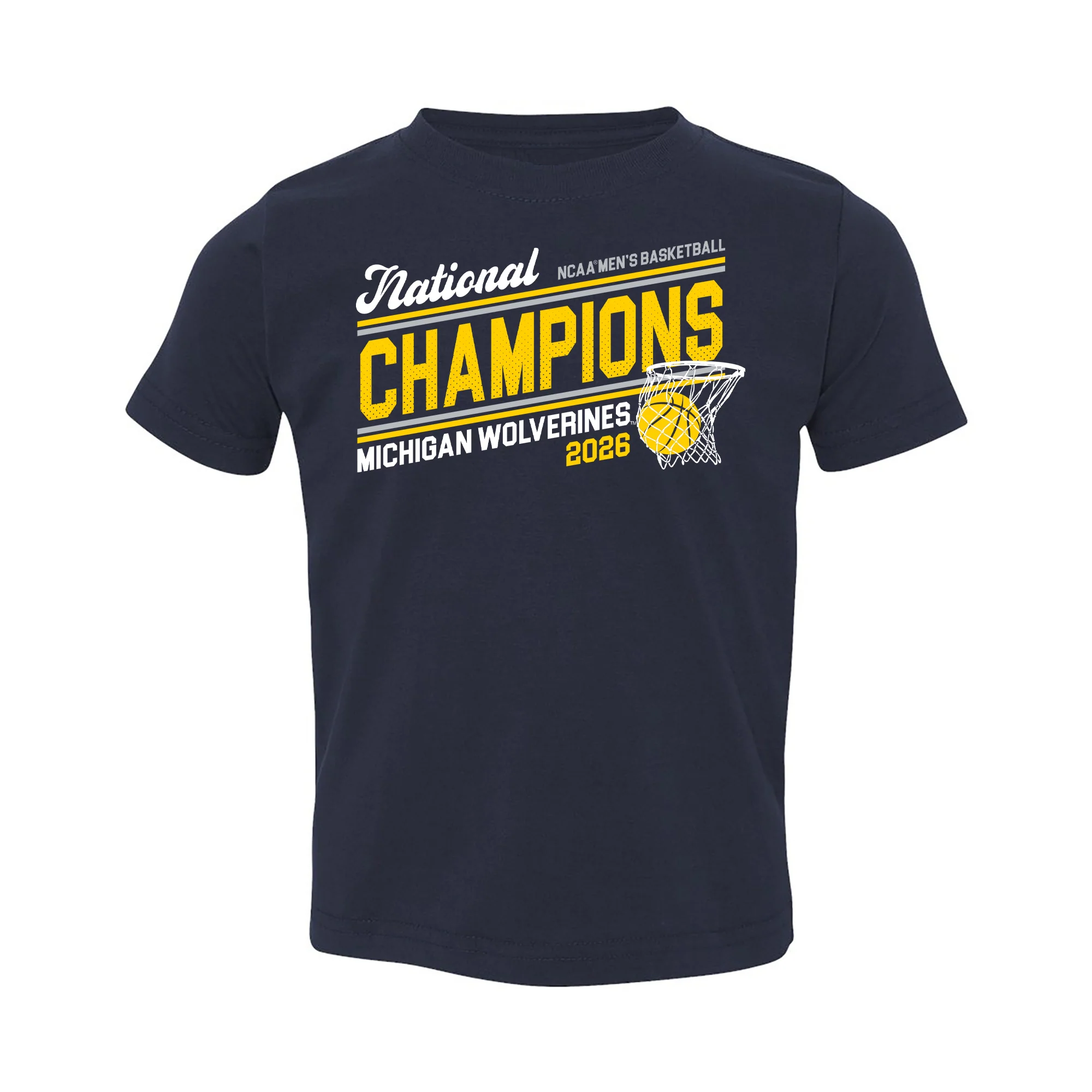 Michigan 2026 Basketball National Champions Action Play Toddler T-Shirt - Navy