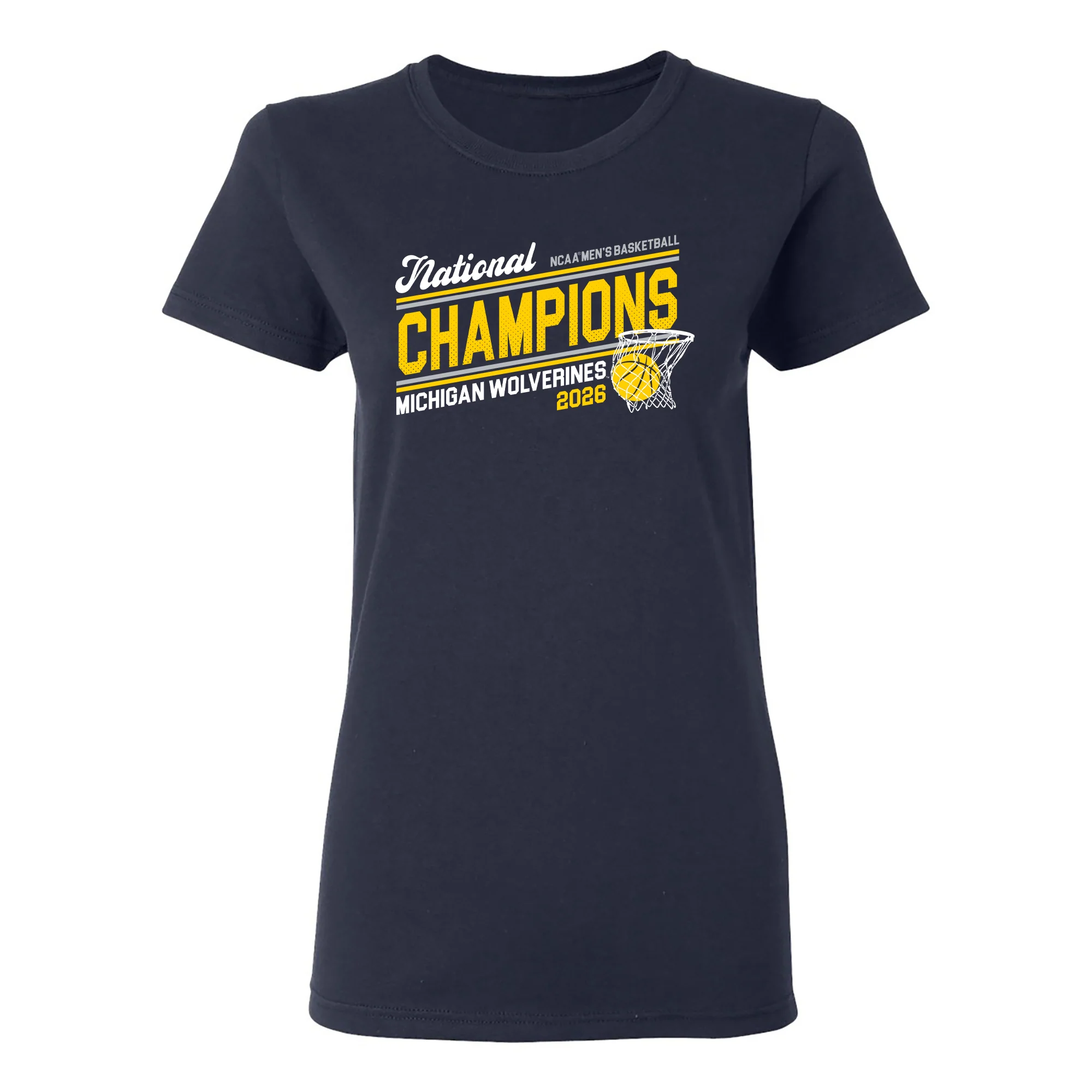 Michigan 2026 Basketball National Champions Action Play Womens T-Shirt - Navy