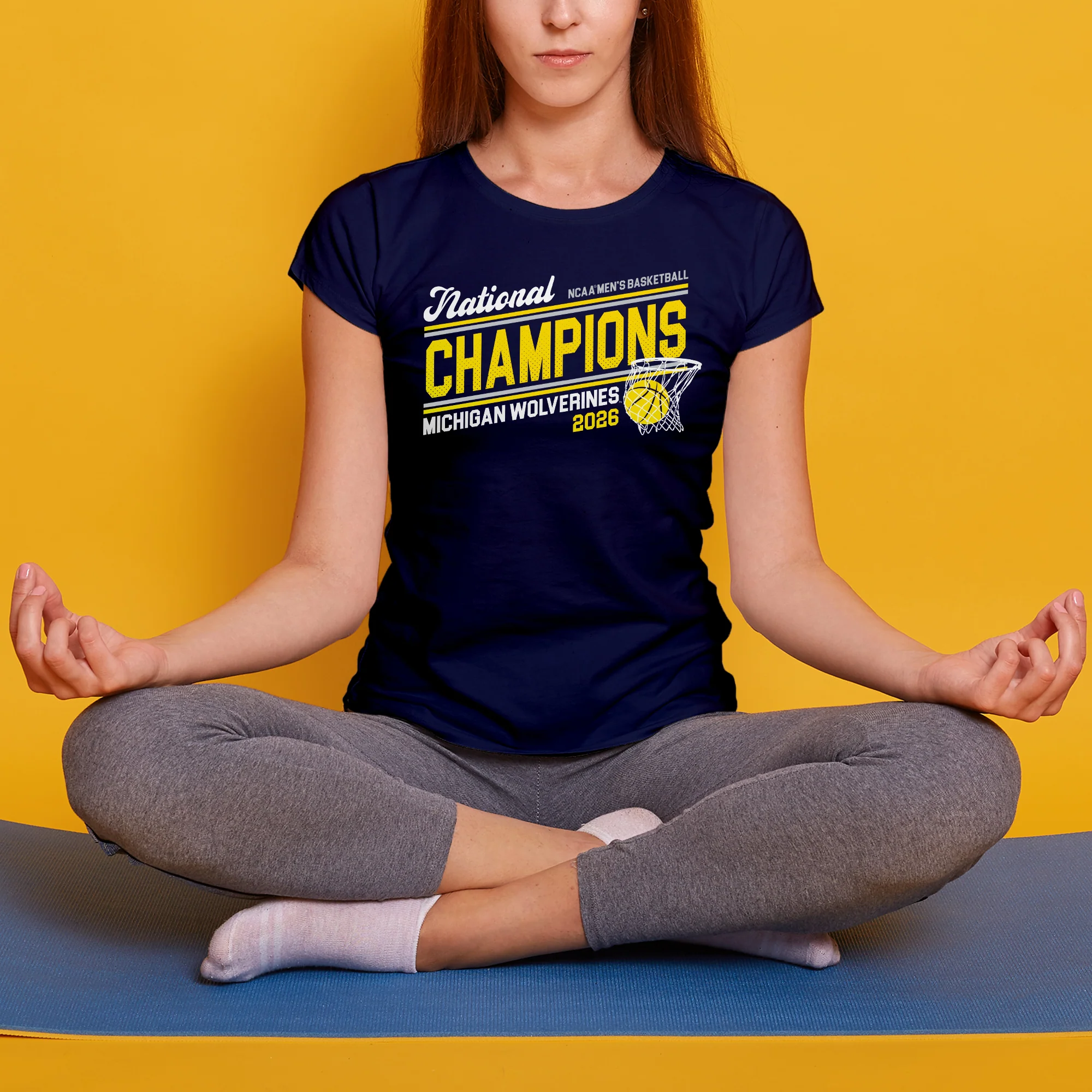 Michigan 2026 Basketball National Champions Action Play Womens T-Shirt - Navy - Image 4