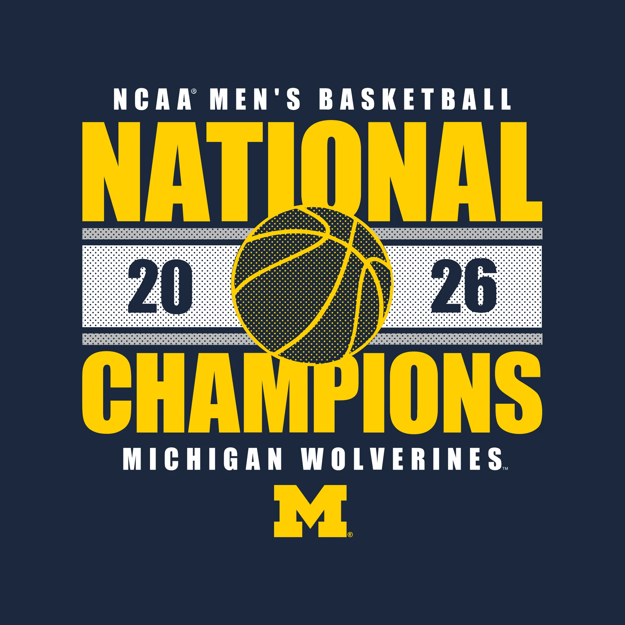 Michigan 2026 Basketball National Champions Enmeshed NLA T-Shirt - Midnight Navy - Image 2