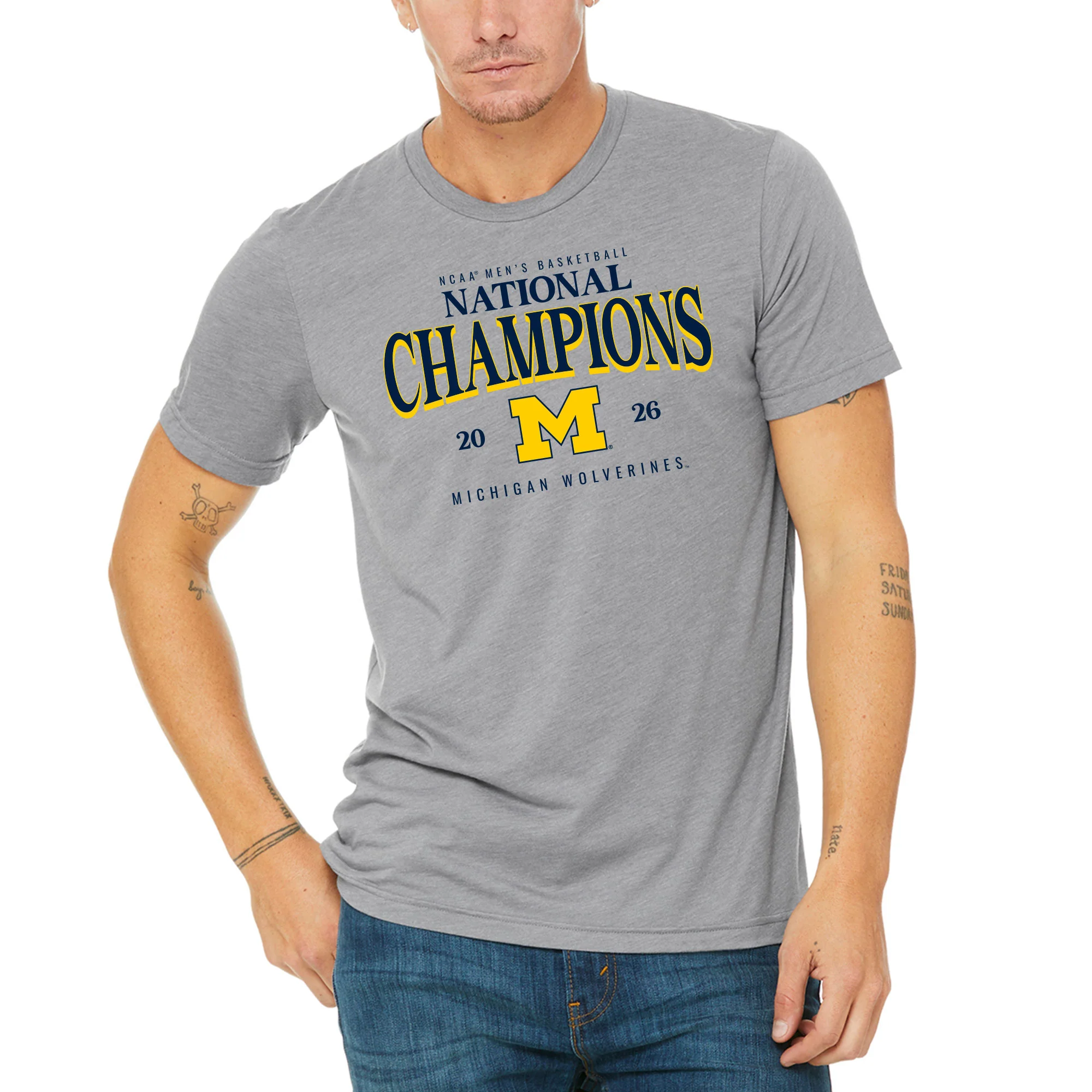 Michigan 2026 Basketball National Champions Graded Triblend T-Shirt - Image 4