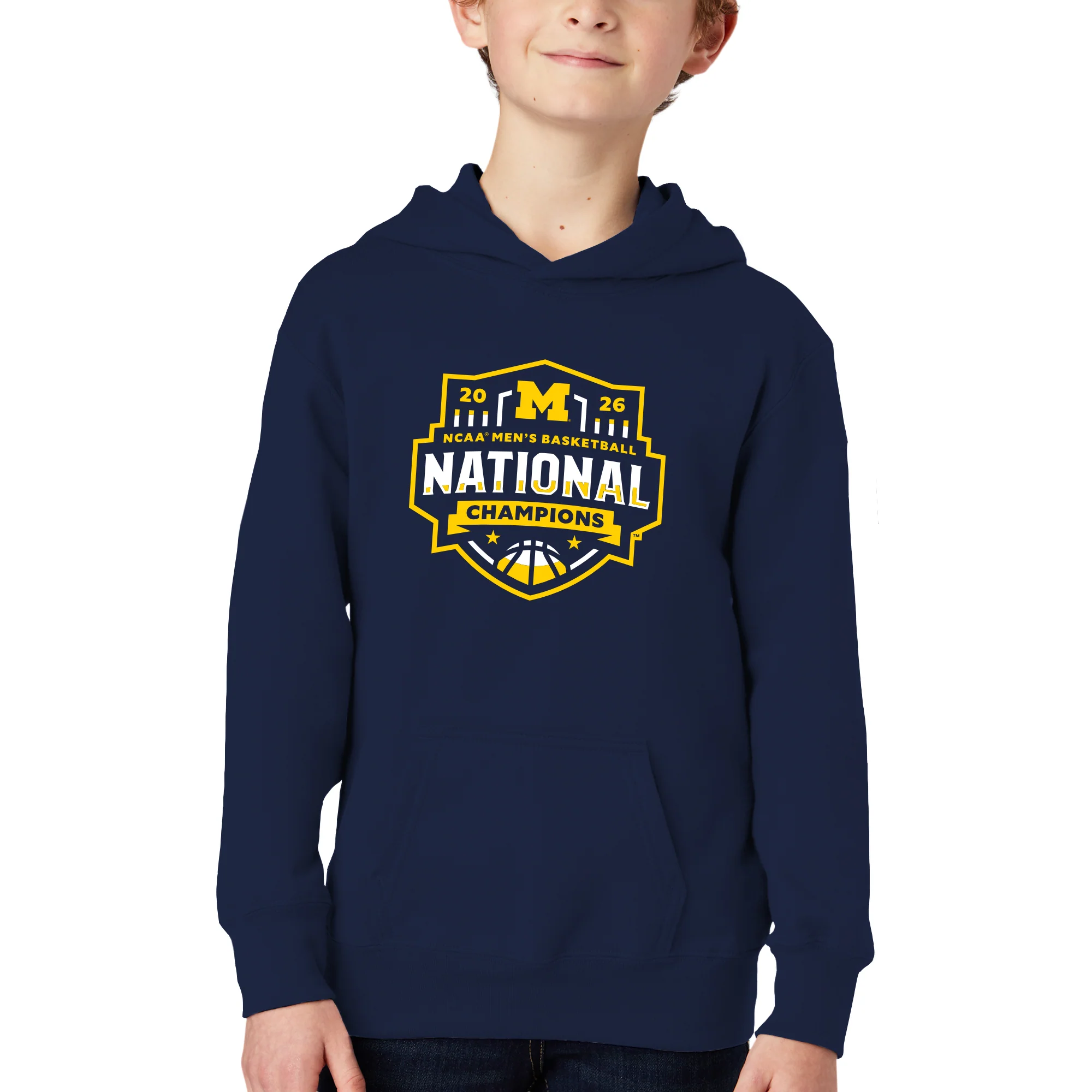 Michigan 2026 Basketball National Champions Logo Youth Hoodie - Image 4