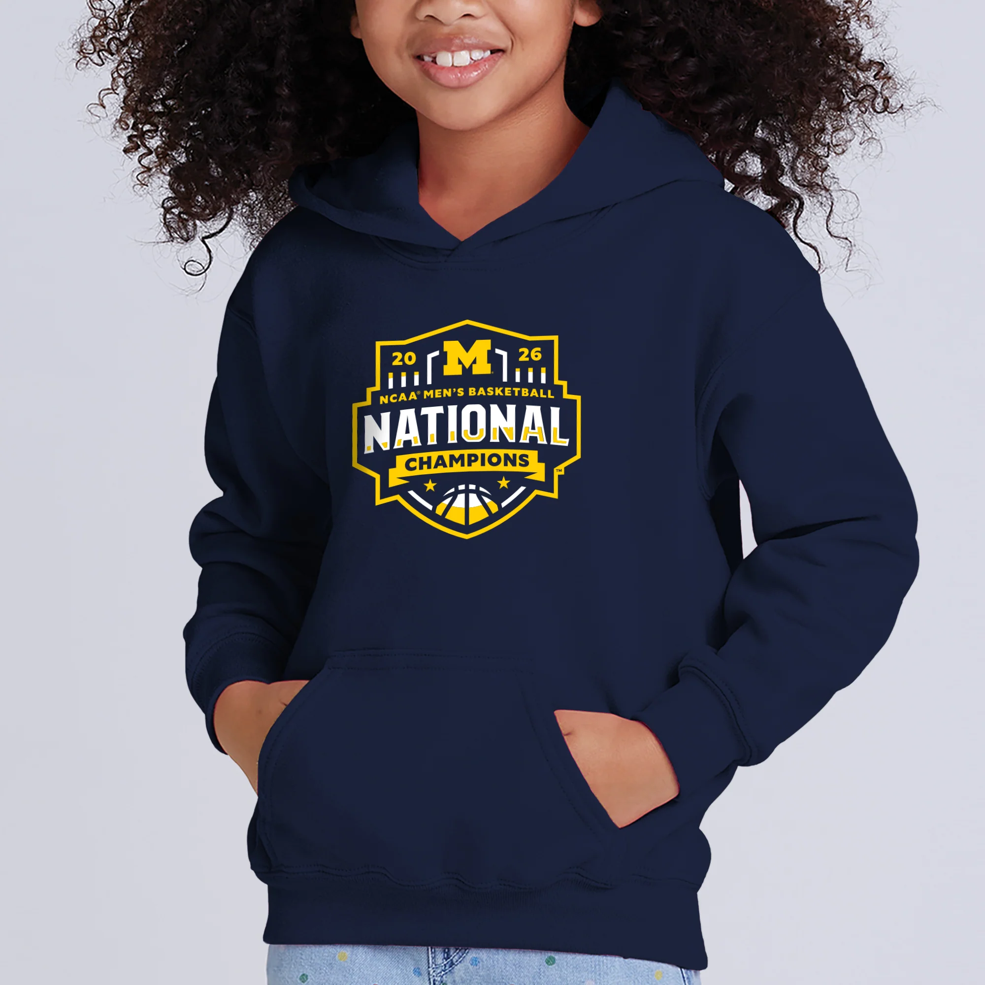 Michigan 2026 Basketball National Champions Logo Youth Hoodie - Image 5