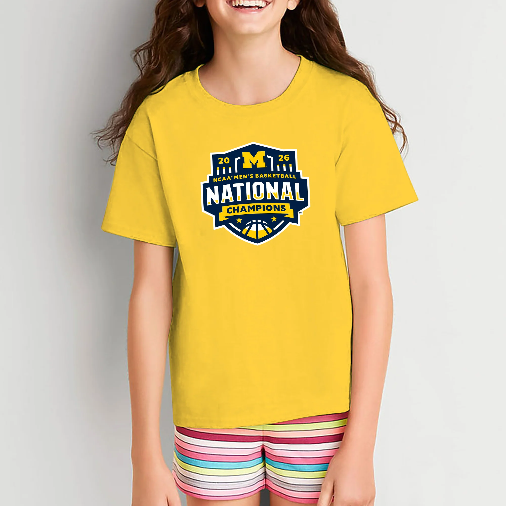 Michigan 2026 Basketball National Champions Logo Youth T-Shirt - Image 8
