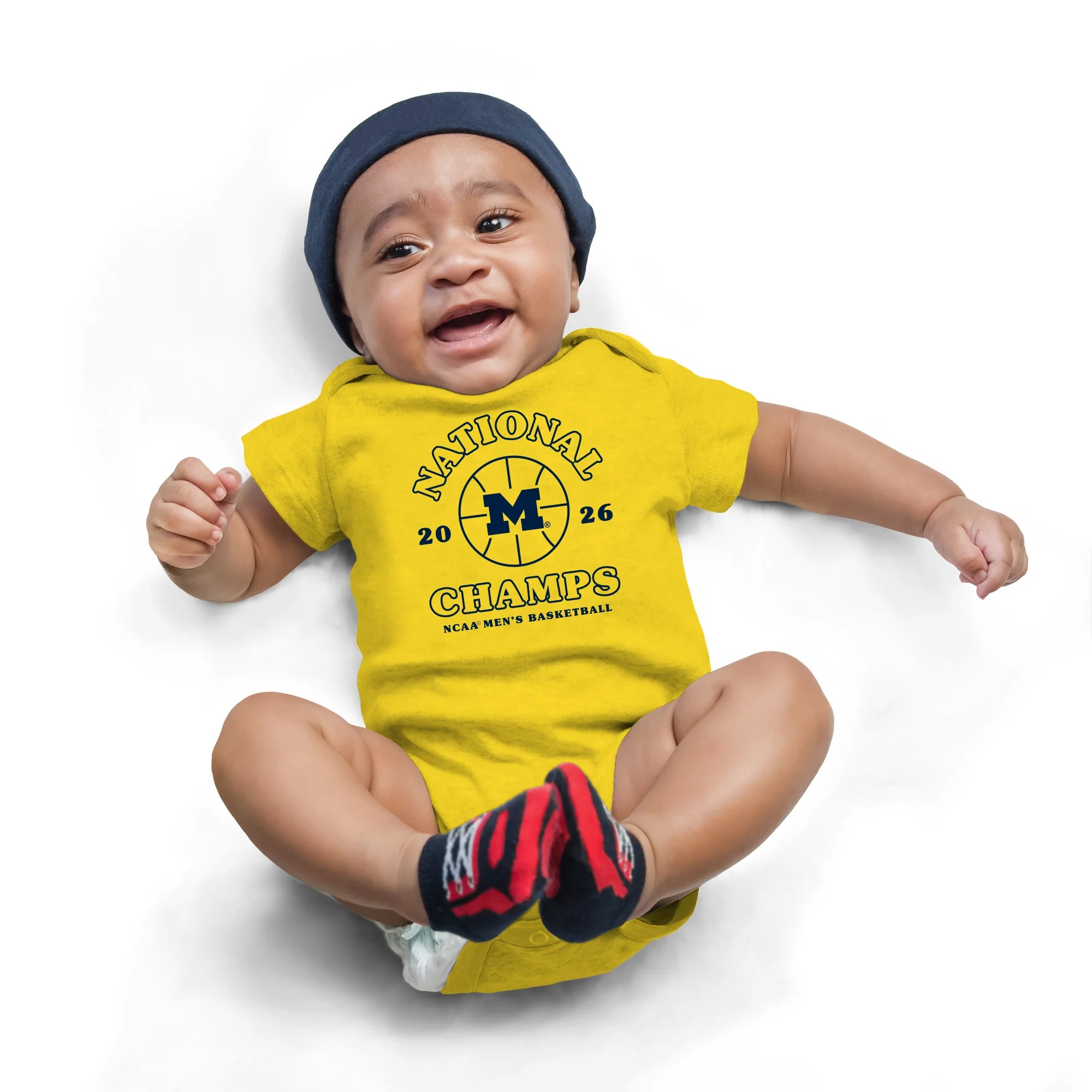 Michigan 2026 Basketball National Champions Retro Shootout Infant Creeper - Yellow - Image 4