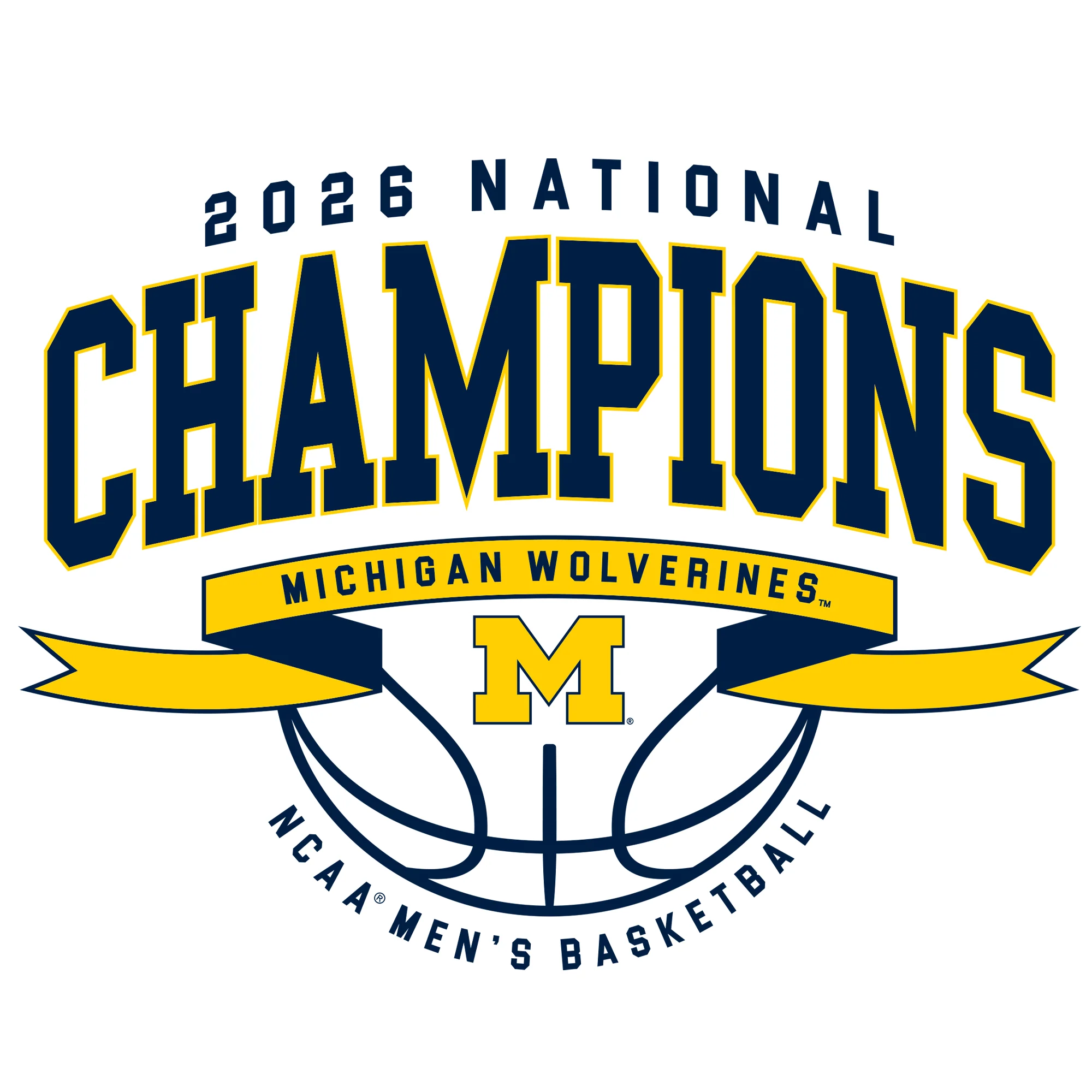 Michigan 2026 Basketball National Champions Ribbon Wings Crewneck - White - Image 2
