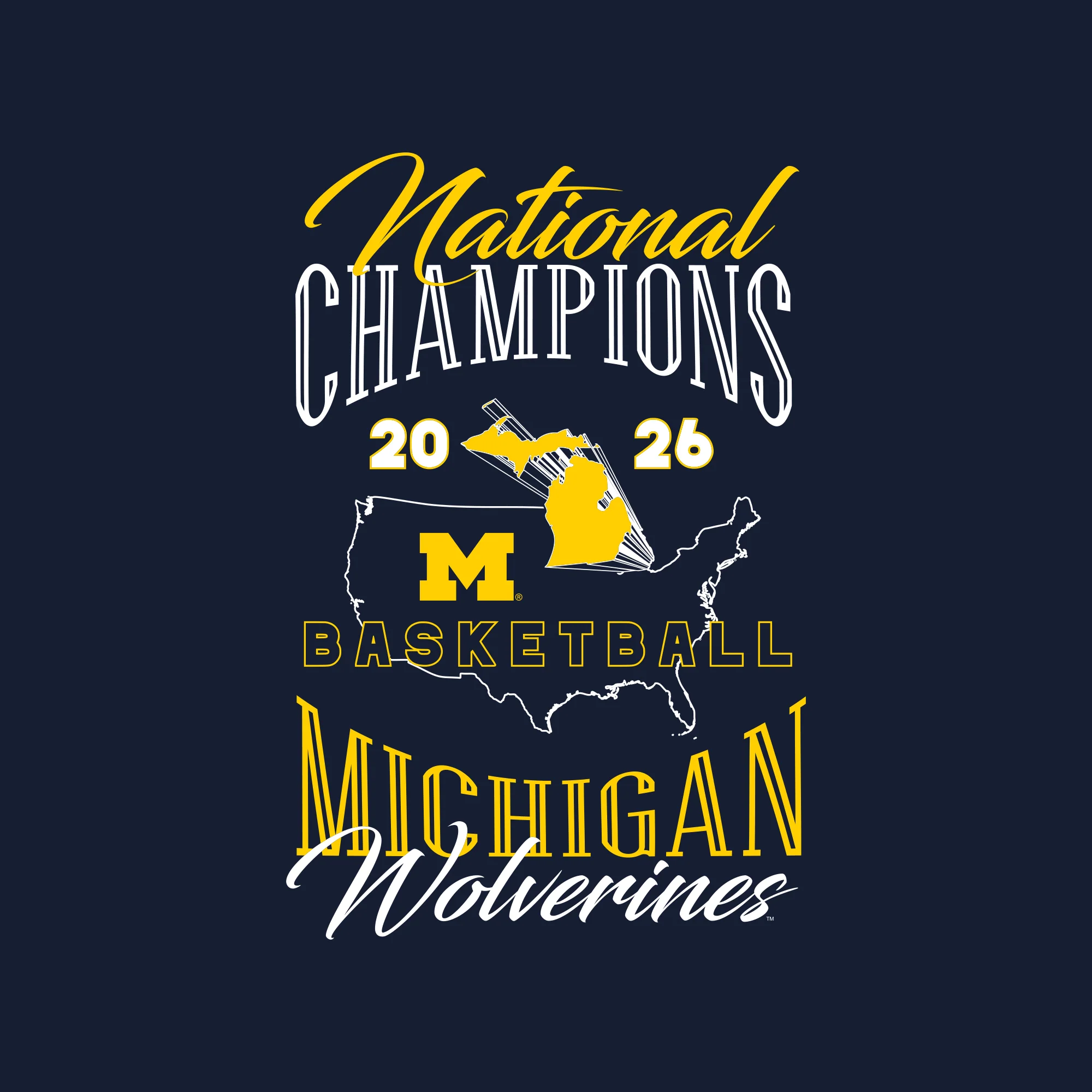 Michigan 2026 Basketball National Champions USA Crewneck Sweatshirt - Navy - Image 2