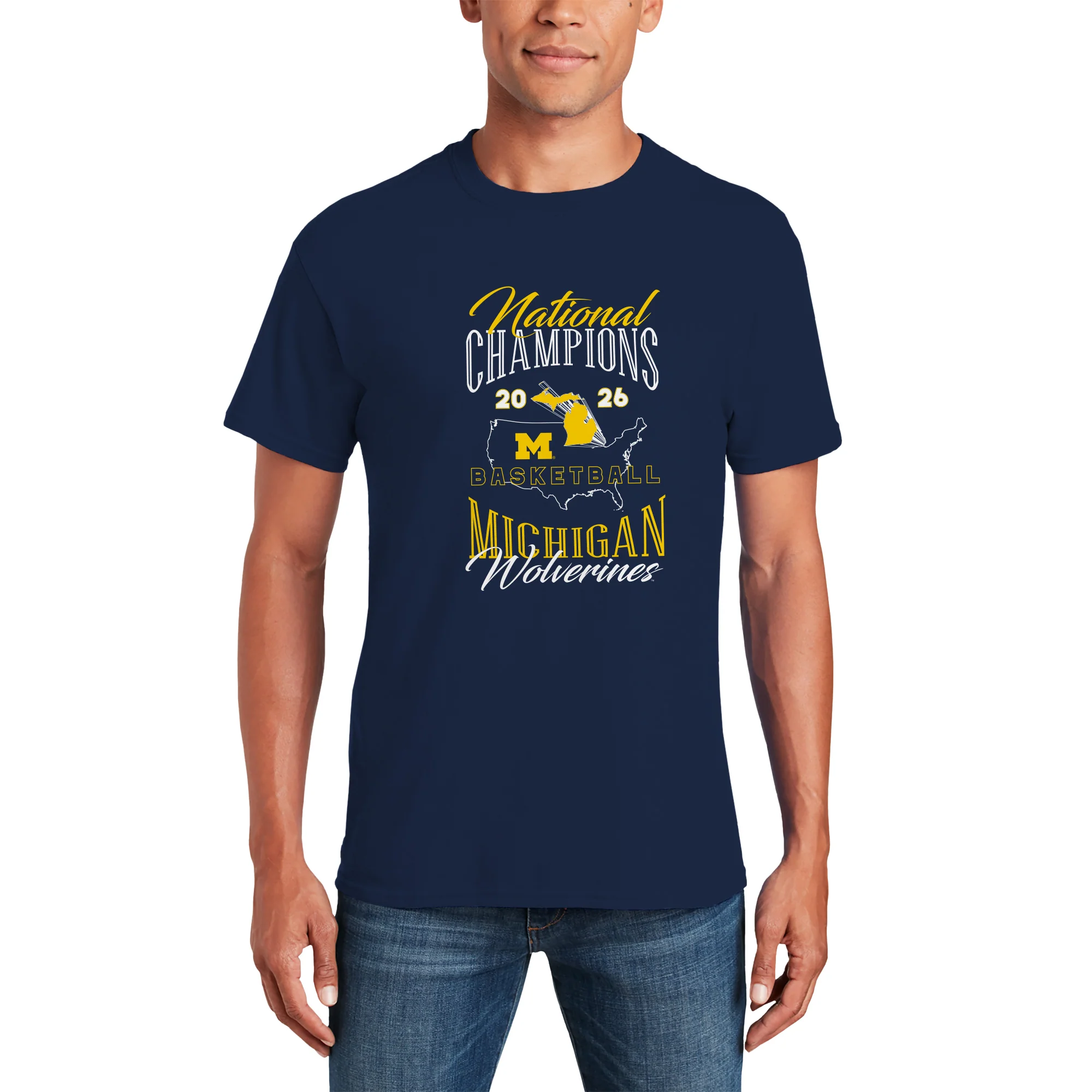 Michigan 2026 Basketball National Champions USA T-Shirt - Navy - Image 3