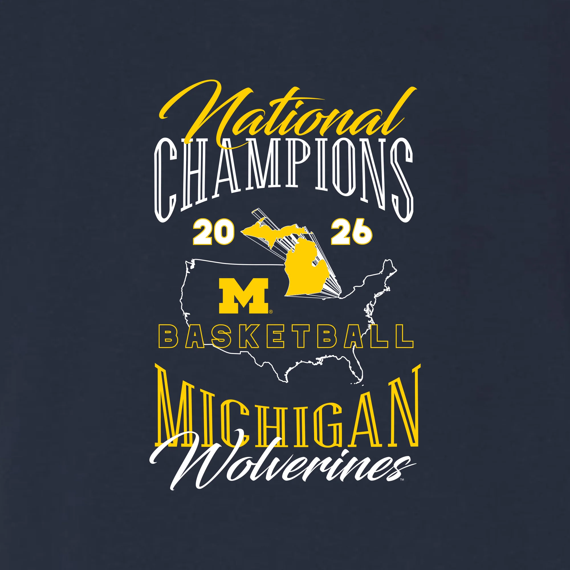 Michigan 2026 Basketball National Champions USA Triblend T-Shirt - Solid Navy Triblend - Image 2