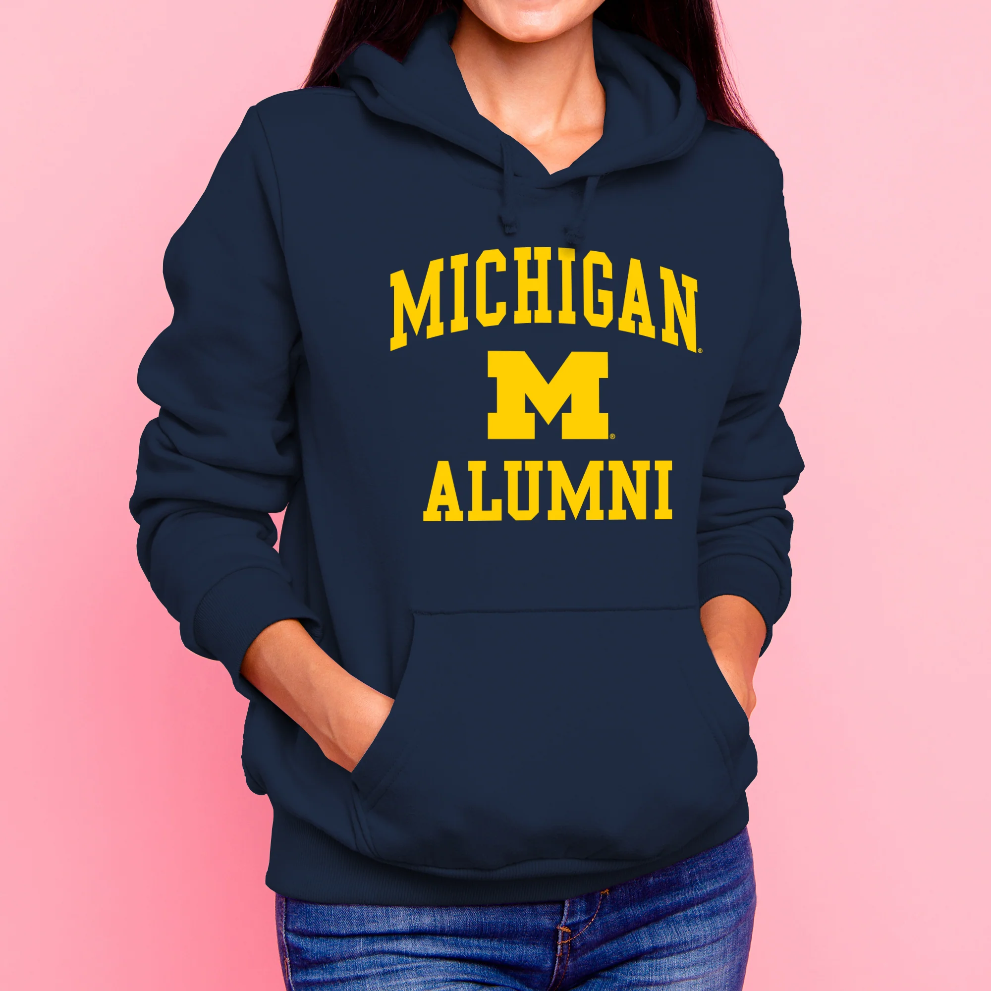 Michigan Arch Logo Alumni Hoodie - Navy - Image 4