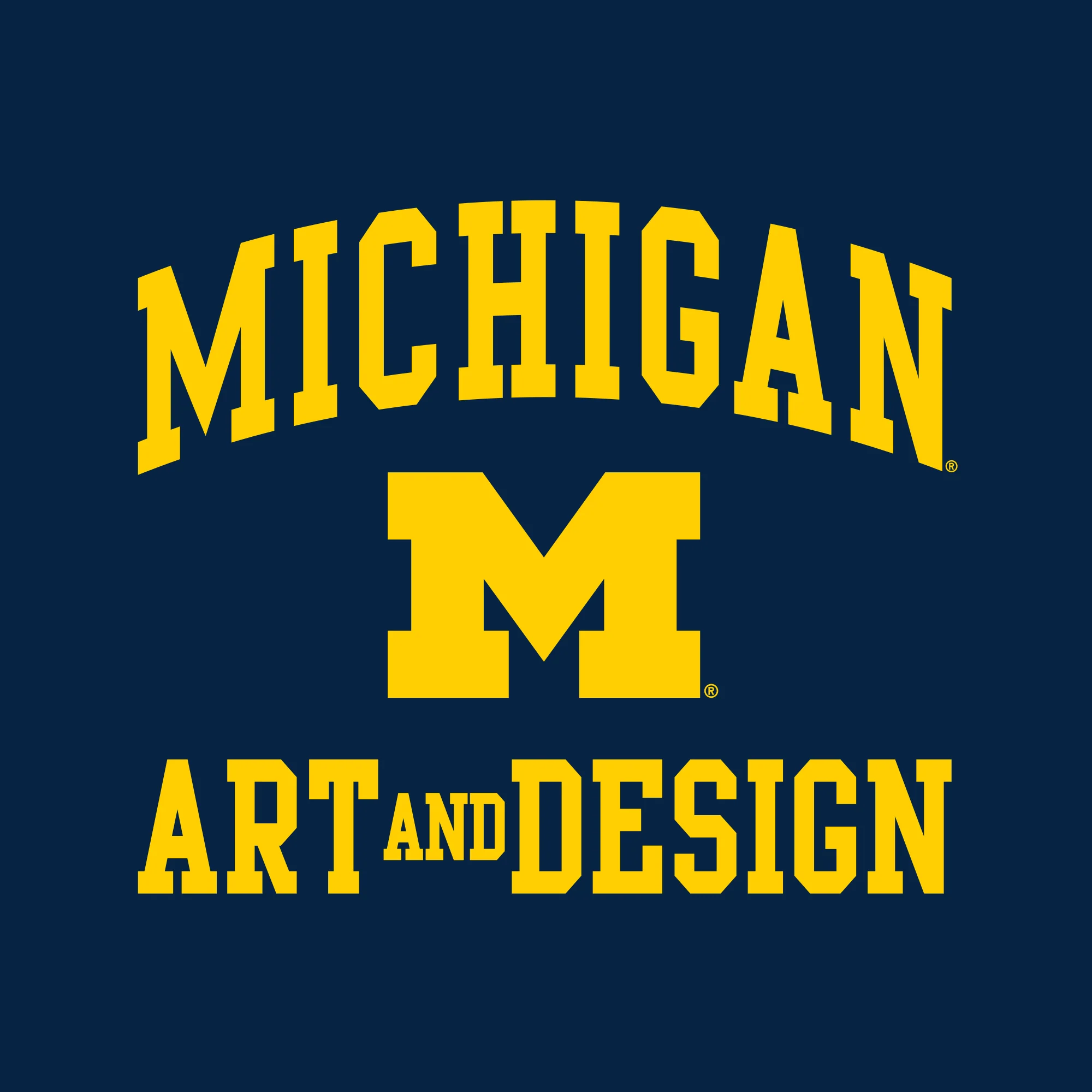 Arch Logo Art & Design University of Michigan Basic Cotton Short Sleeve T-Shirt - Navy - Image 2
