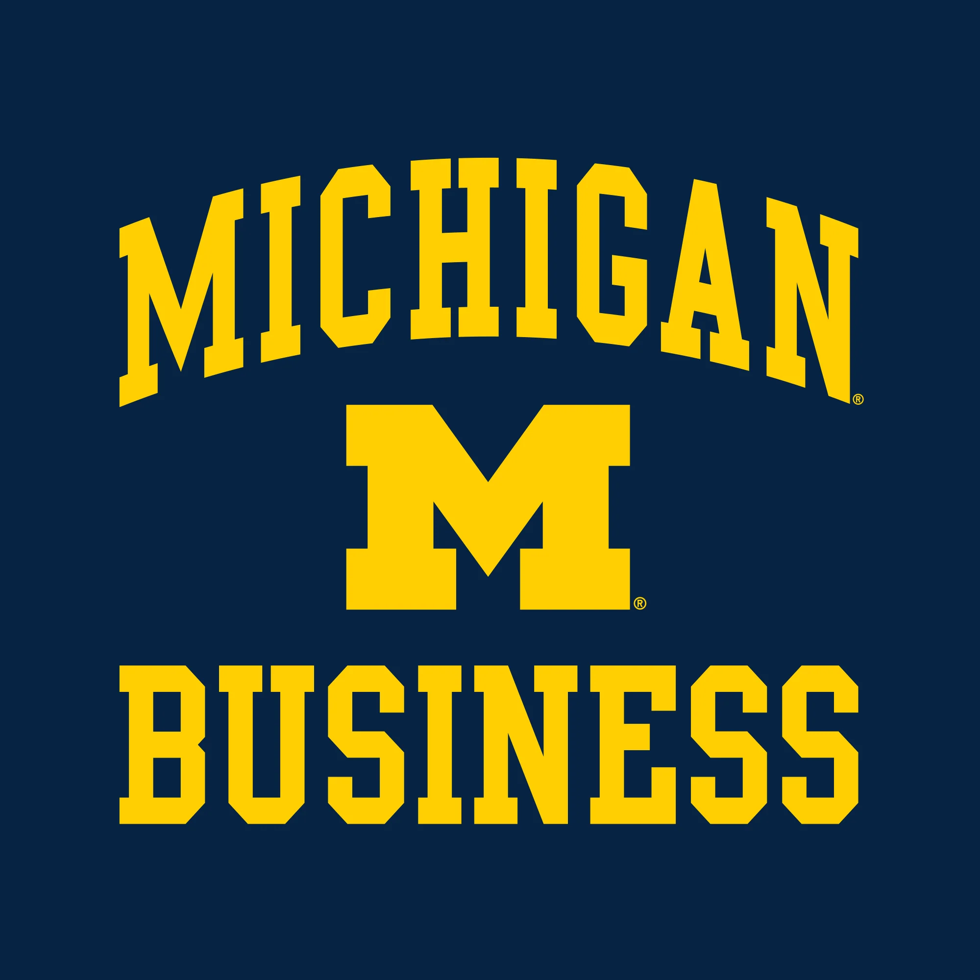 Arch Logo Business University of Michigan Basic Cotton Short Sleeve T-Shirt - Navy - Image 2