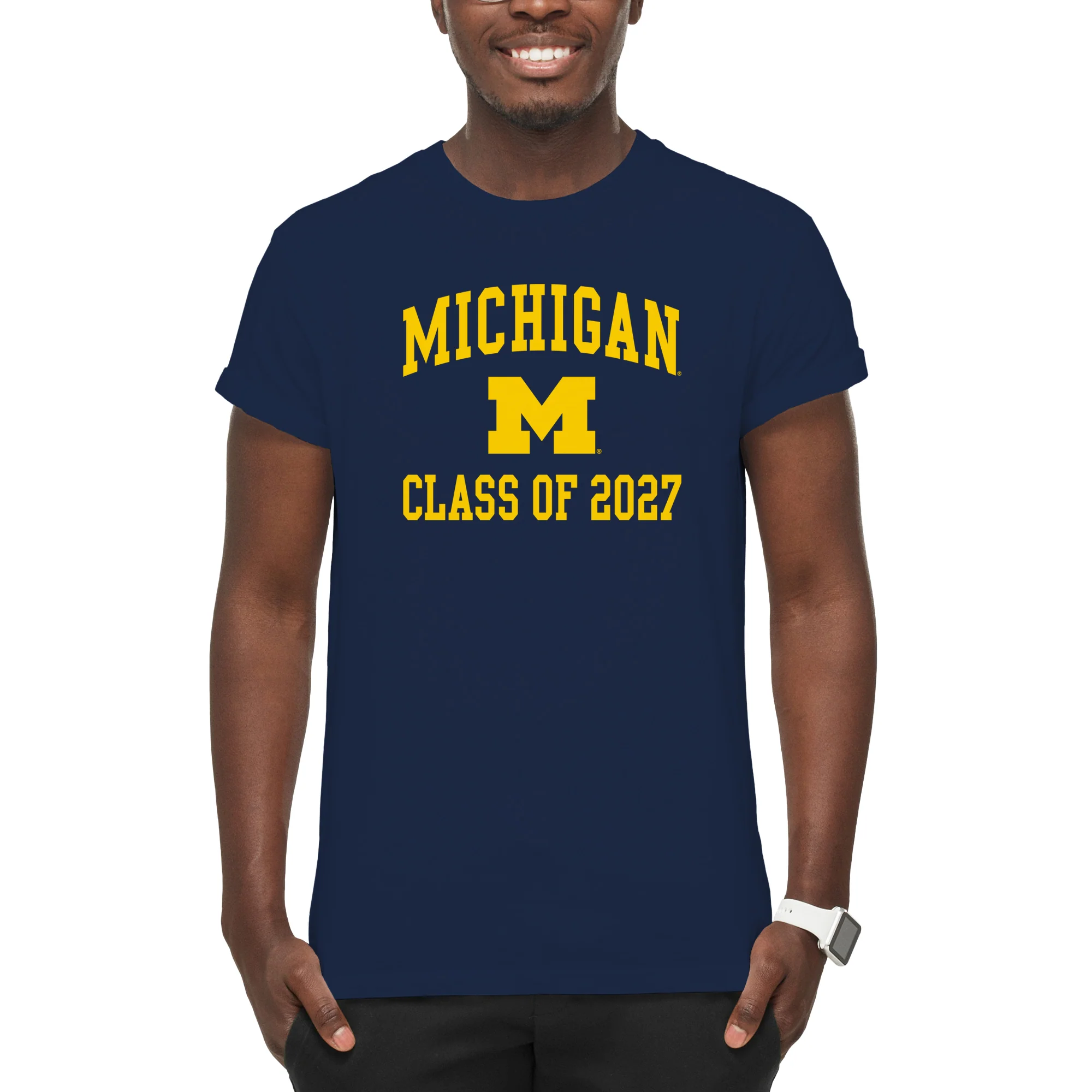 Michigan Arch Logo Class of 2027 T-Shirt - Navy - Image 3