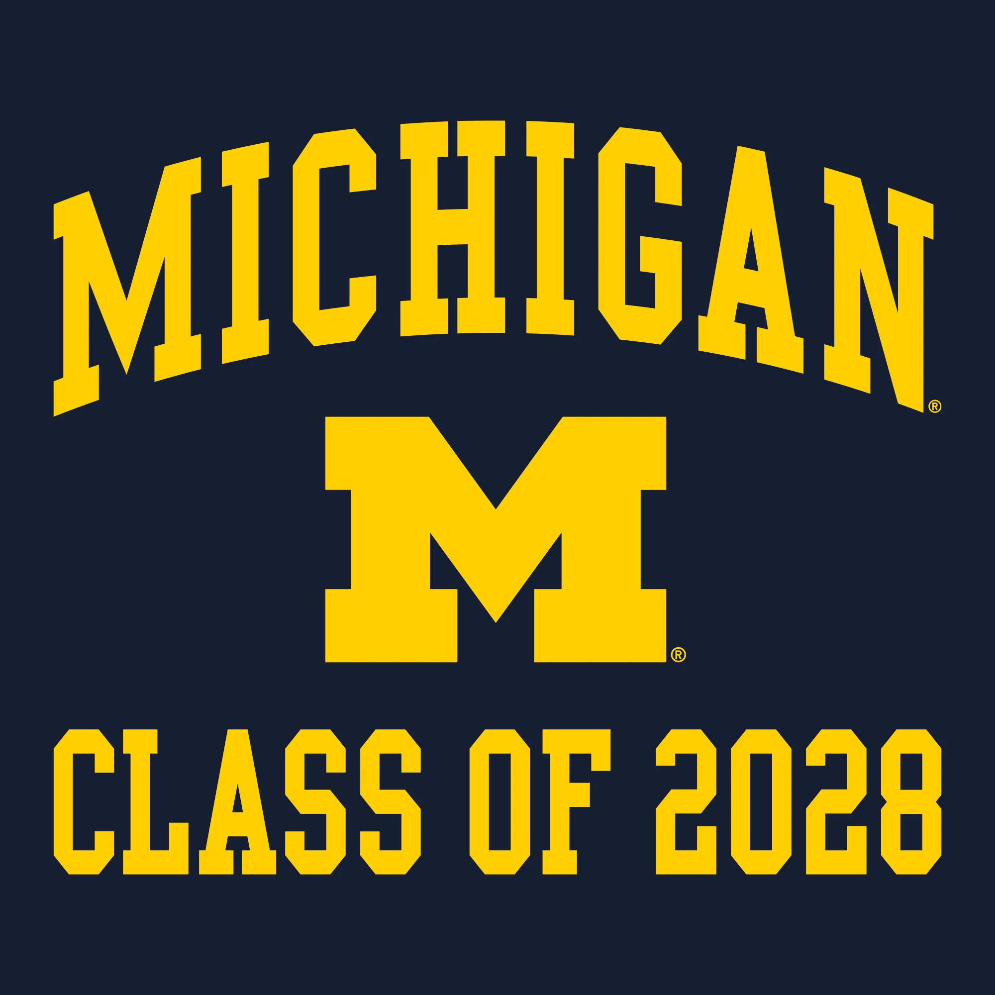 Michigan Arch Logo Class of 2028 T-Shirt - Navy - Image 2