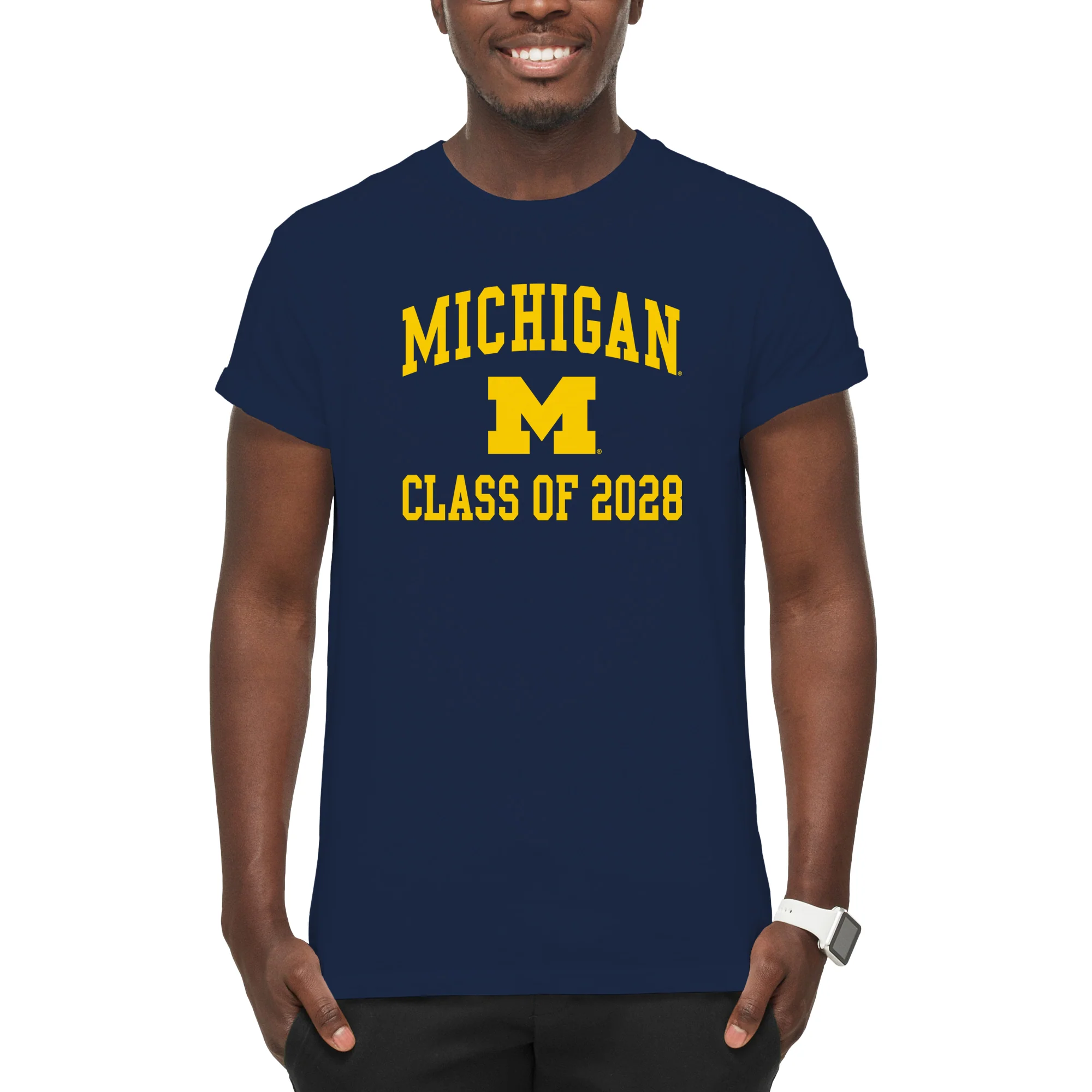 Michigan Arch Logo Class of 2028 T-Shirt - Navy - Image 3