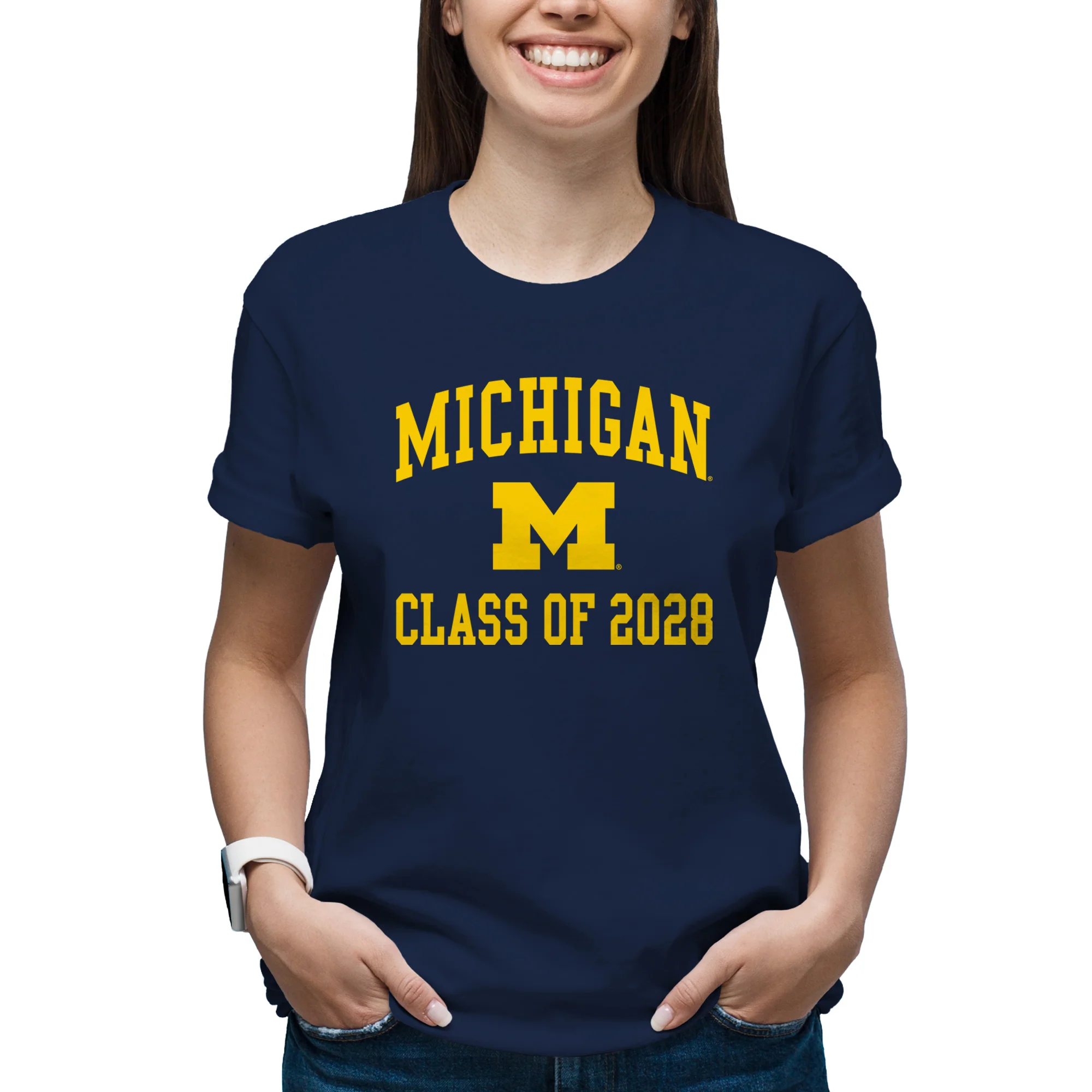 Michigan Arch Logo Class of 2028 T-Shirt - Navy - Image 4