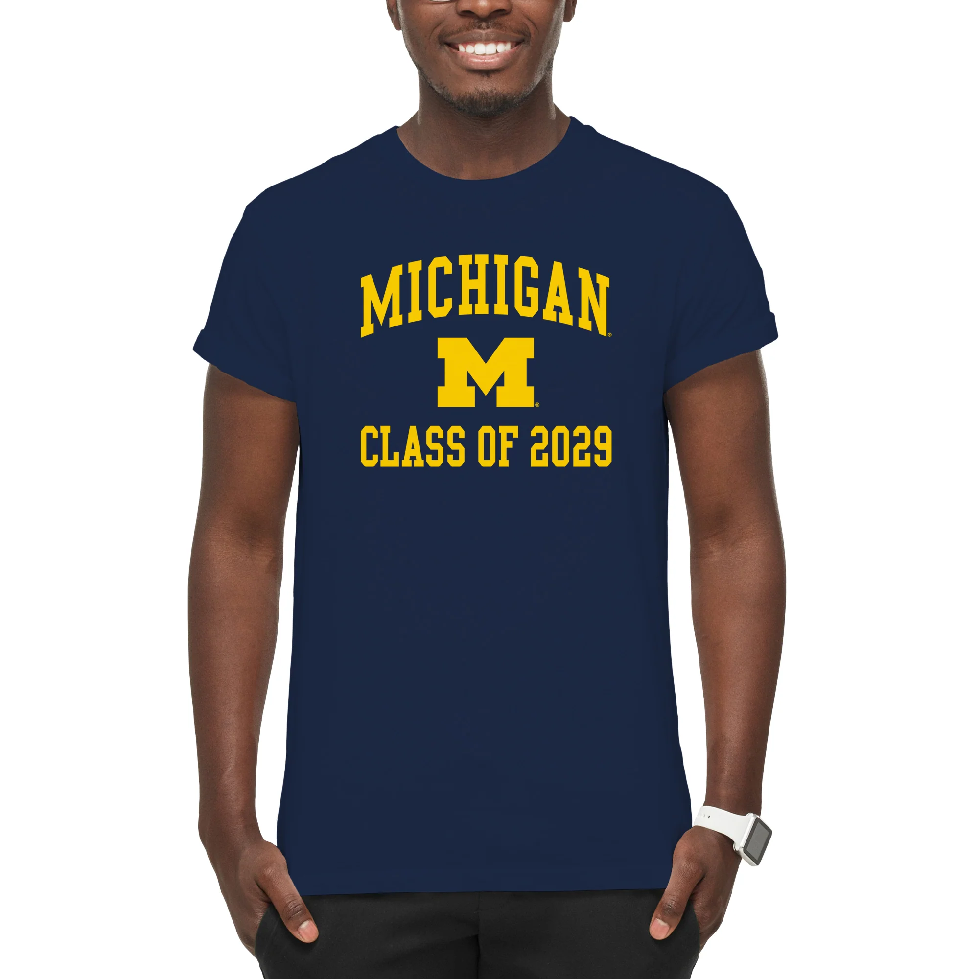 Michigan Arch Logo Class of 2029 T-Shirt - Navy - Image 3