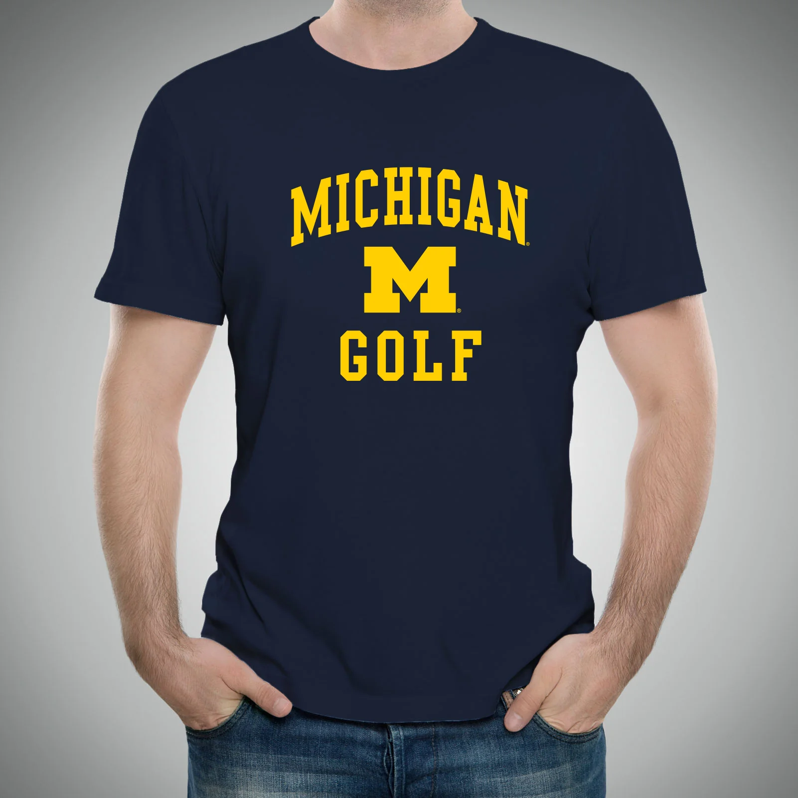 Arch Logo Golf University of Michigan Basic Cotton Short Sleeve T Shirt - Navy - Image 3