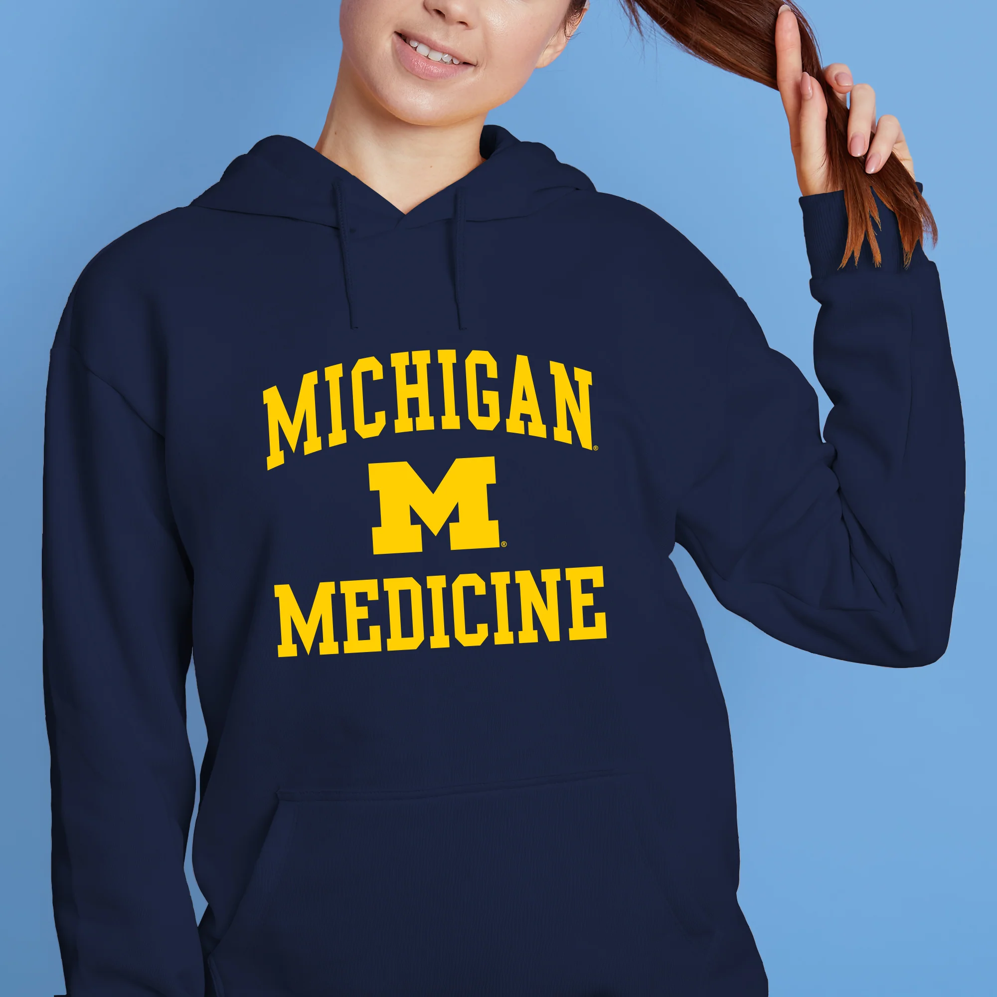 Michigan Arch Logo Medicine Hoodie - Navy - Image 4