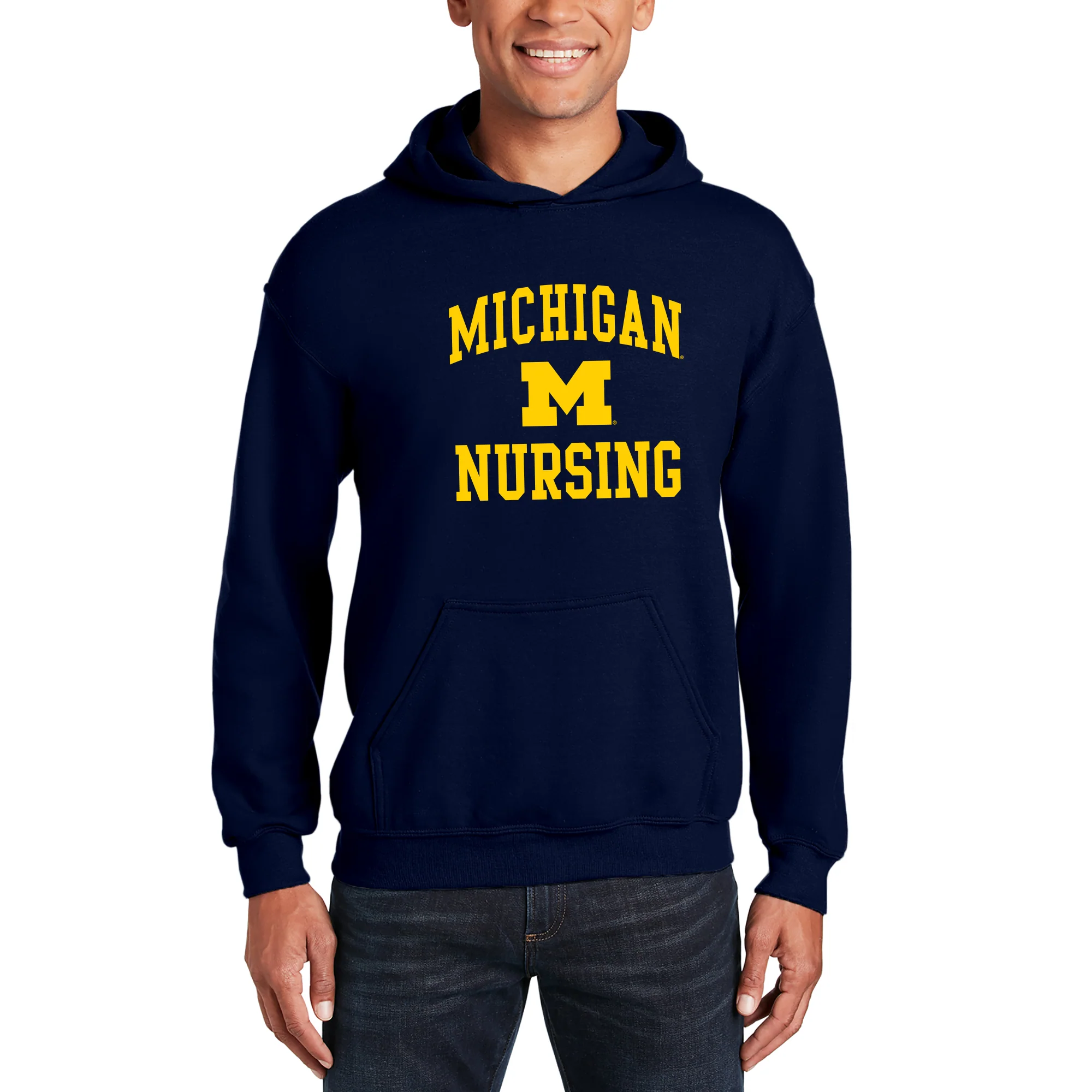 Michigan Arch Logo Nursing Hoodie - Navy - Image 3