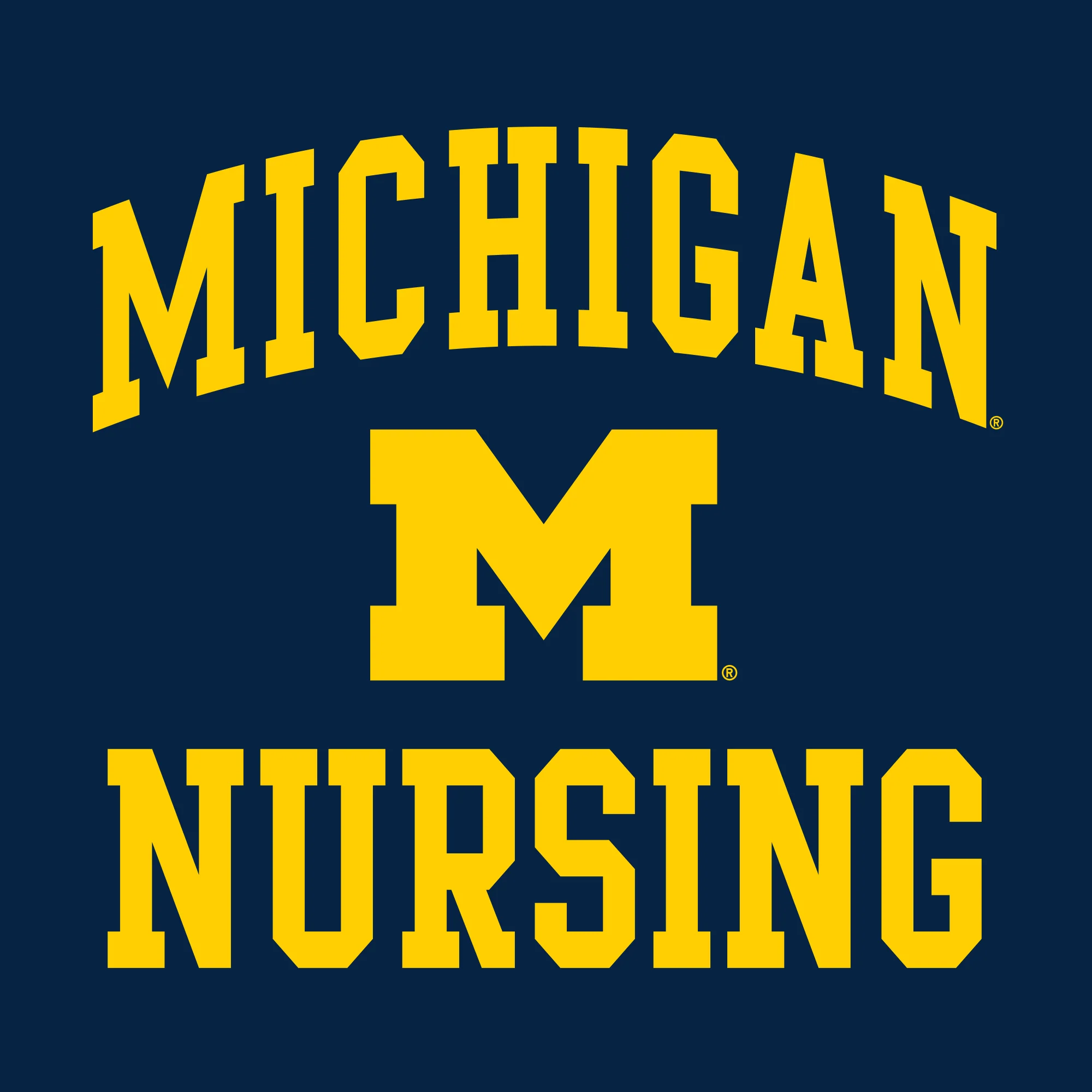 Arch Logo Nursing University of Michigan Basic Cotton Short Sleeve T-Shirt - Navy - Image 2