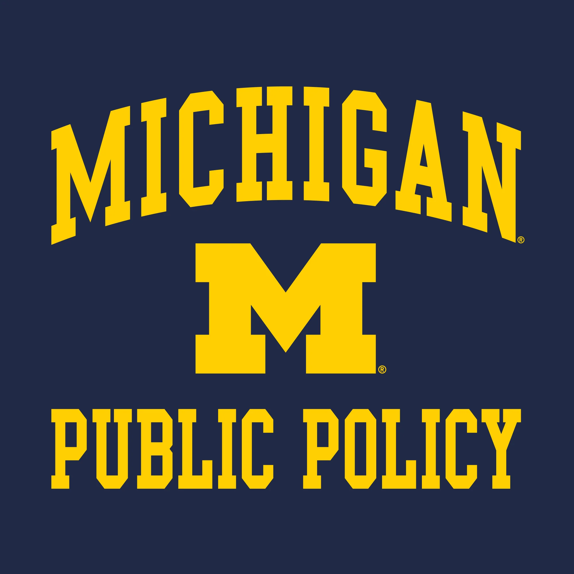 Arch Logo Public Policy University of Michigan Basic Cotton Short Sleeve T-Shirt - Navy - Image 2