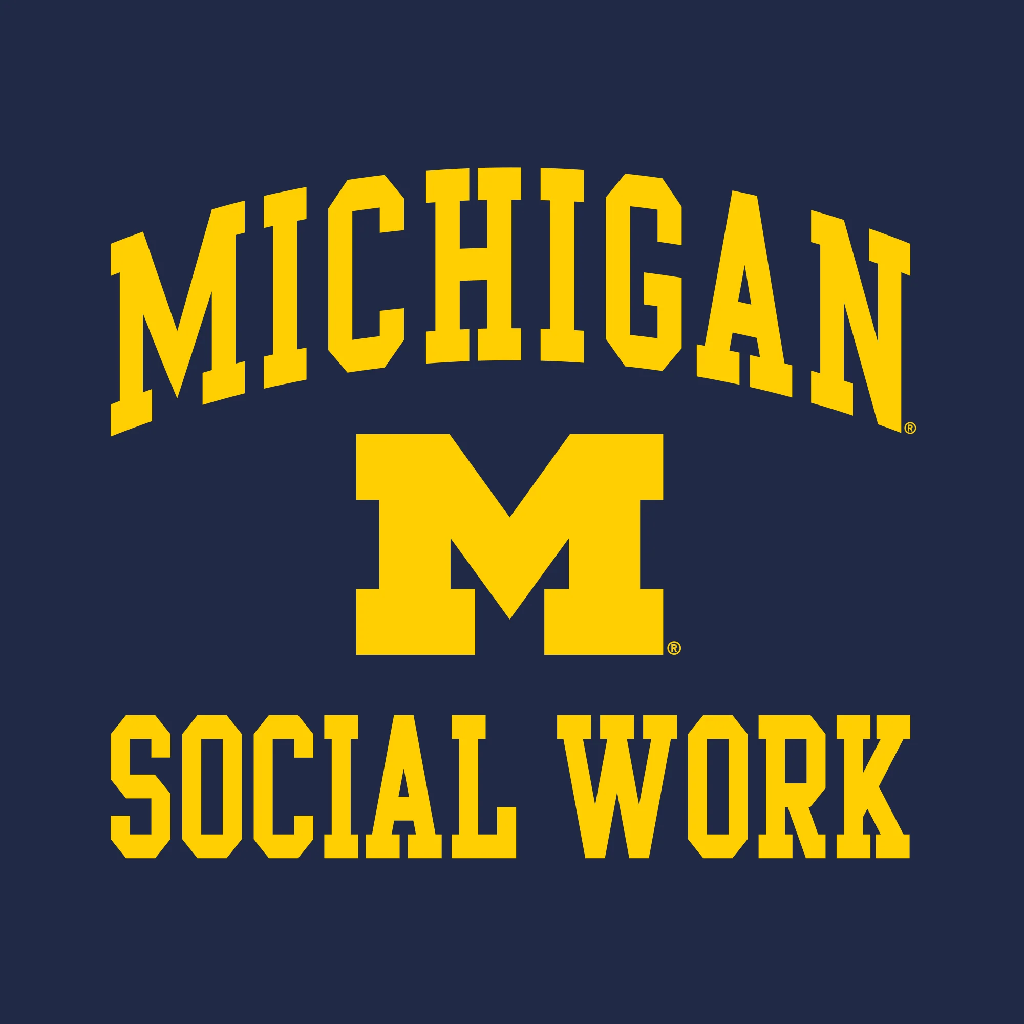 Arch Logo Social Work University of Michigan Basic Cotton Short Sleeve T-Shirt - Navy - Image 2