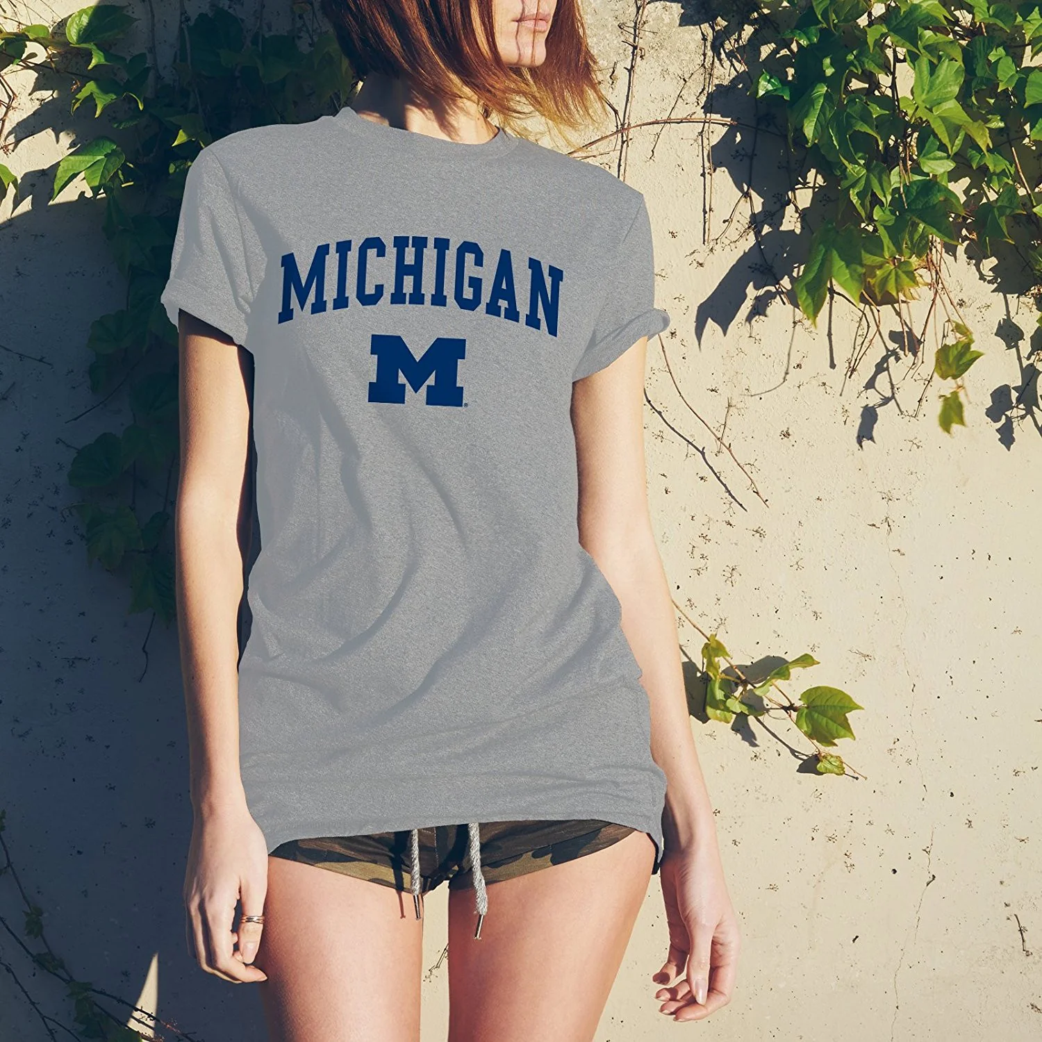 Arch Logo University of Michigan Basic Cotton Short Sleeve T Shirt - Sport Grey - Image 4