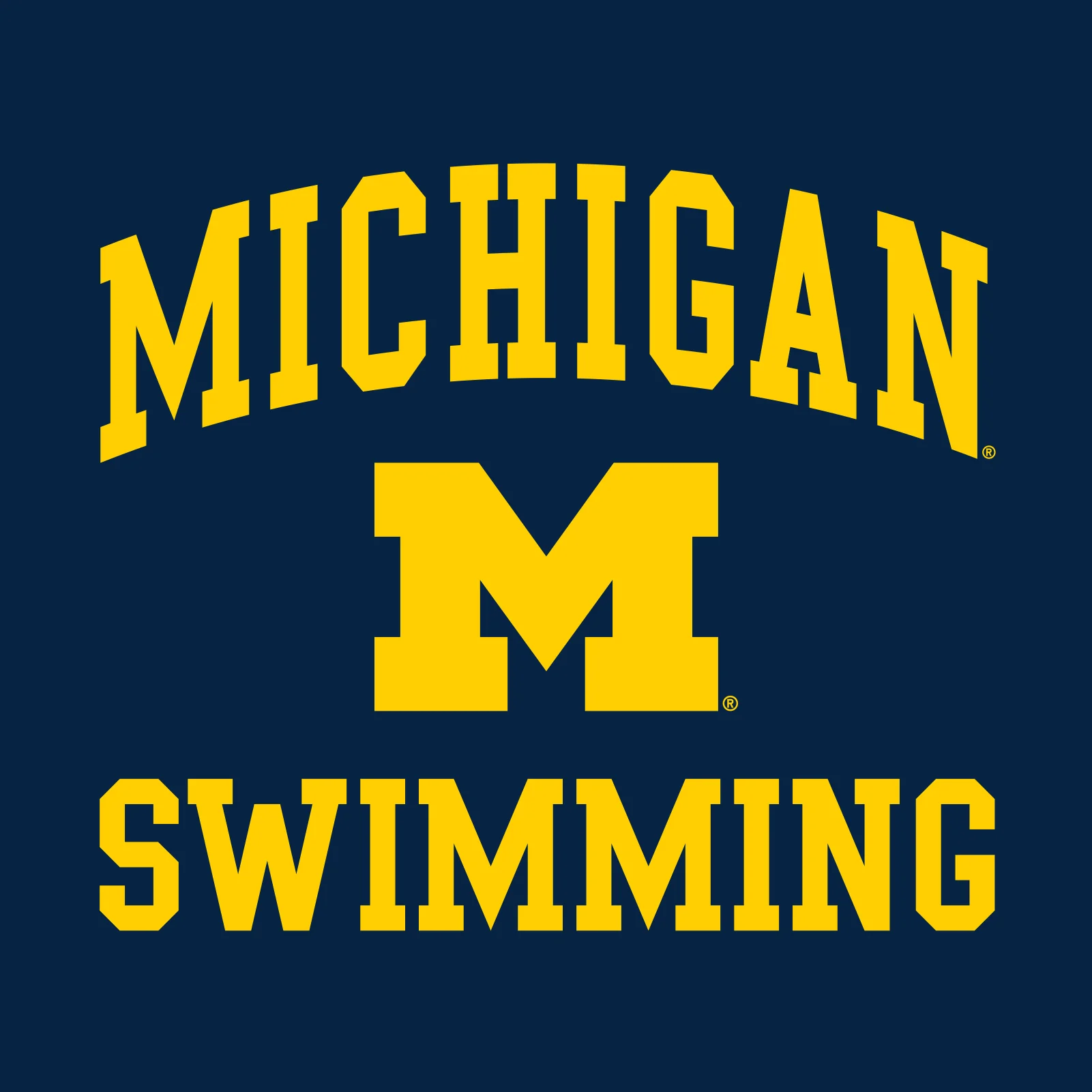 Arch Logo Swimming University of Michigan Basic Cotton Short Sleeve T Shirt - Navy - Image 2