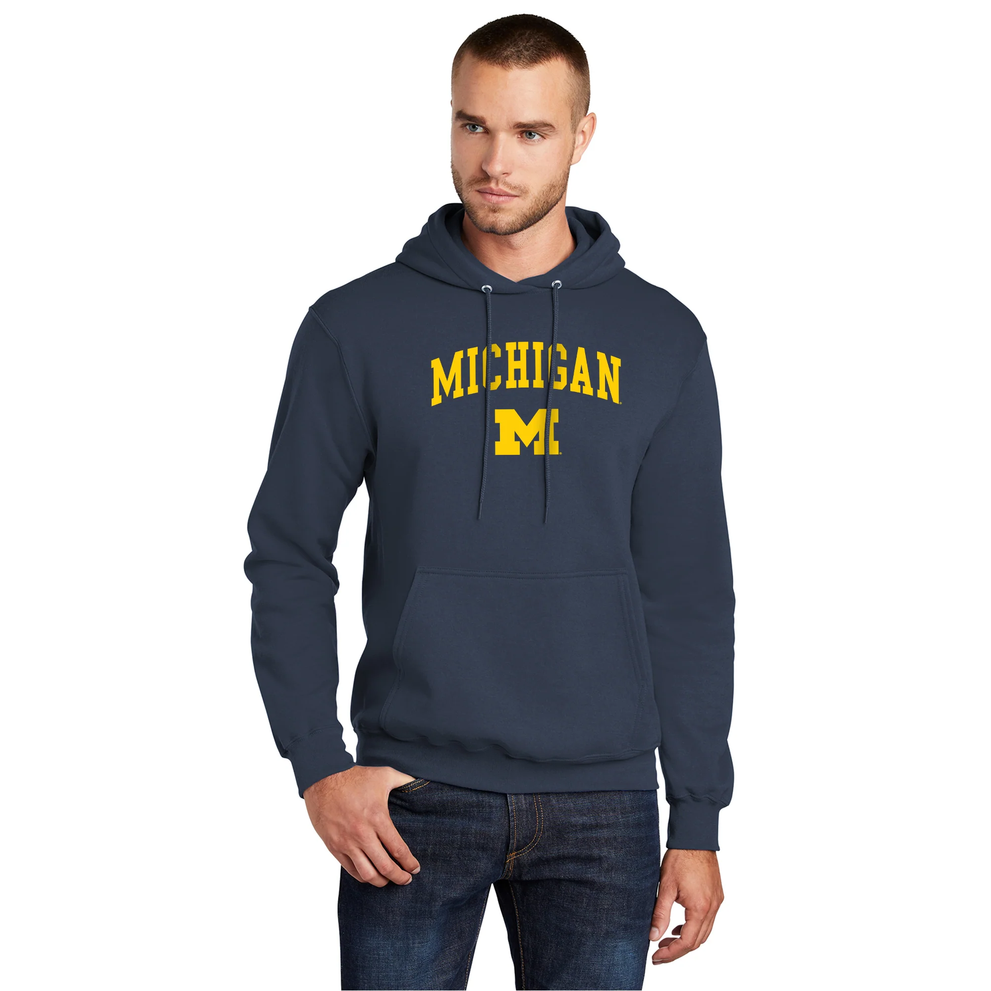 Michigan Arch Logo Tall Hoodie - Image 2