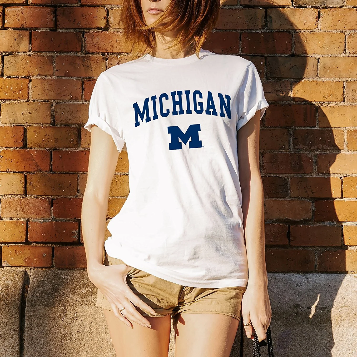Arch Logo University of Michigan Basic Cotton Short Sleeve T Shirt - White - Image 4
