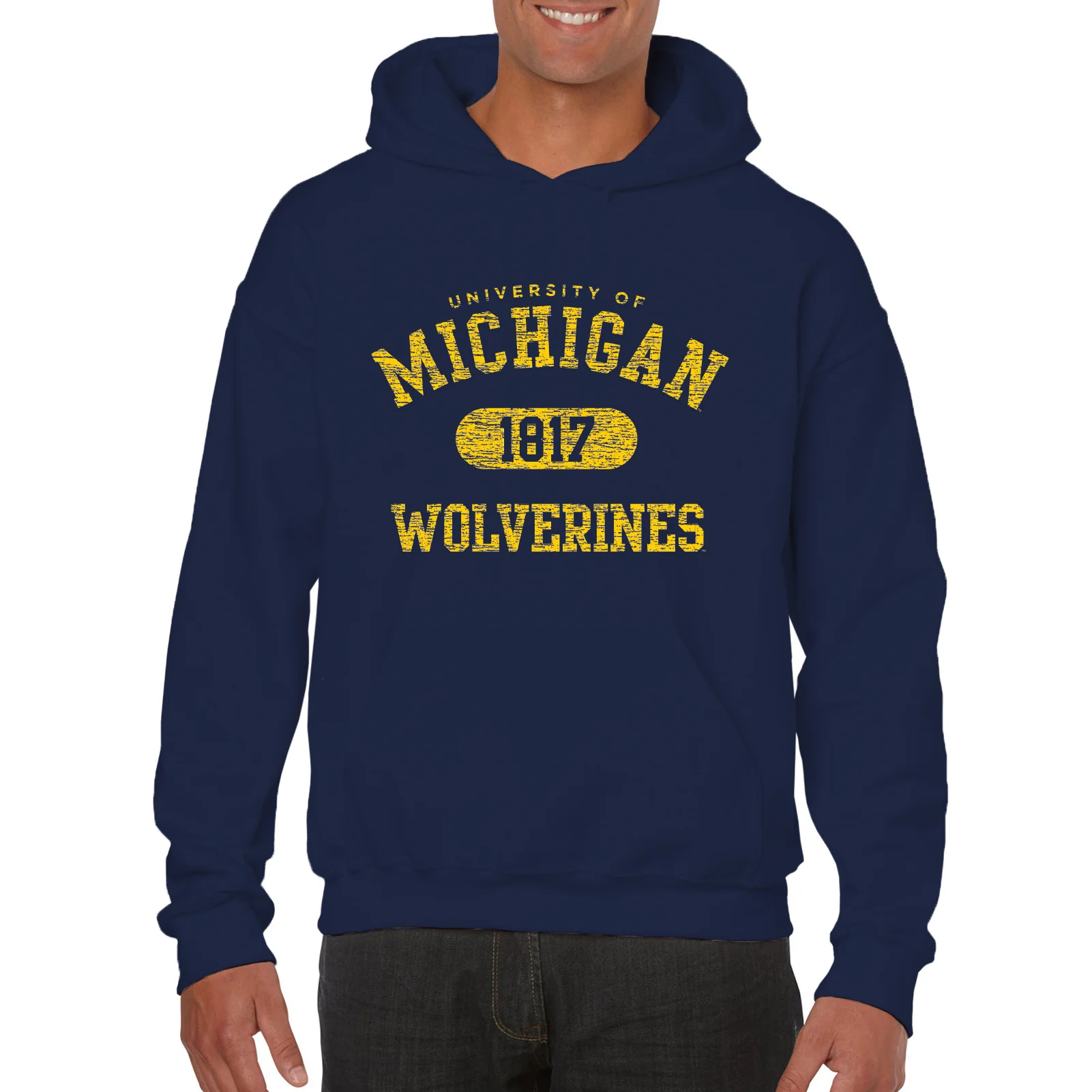 Michigan Wolverines Athletic Arch Logo Hoodie - Navy - Image 3