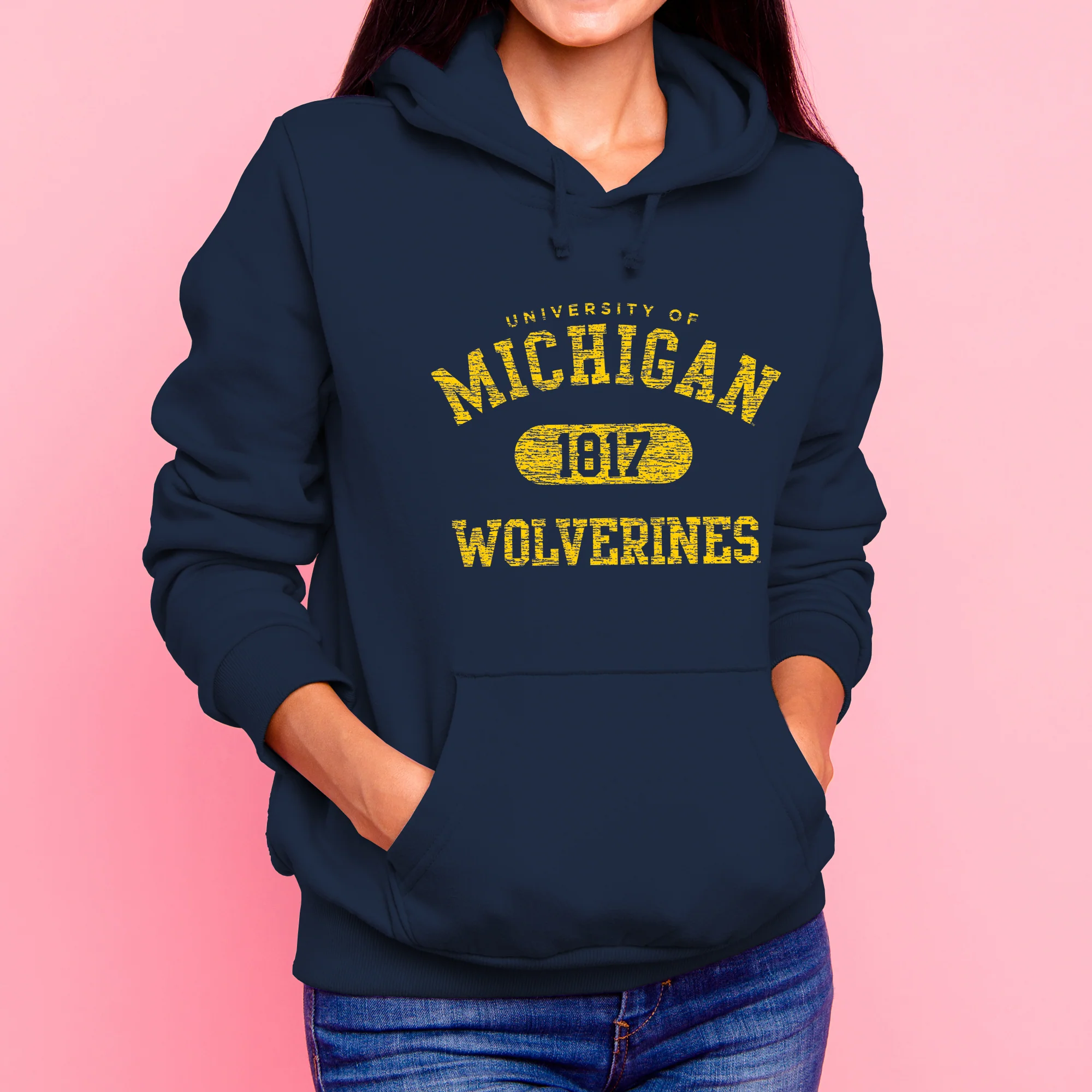 Michigan Wolverines Athletic Arch Logo Hoodie - Navy - Image 4