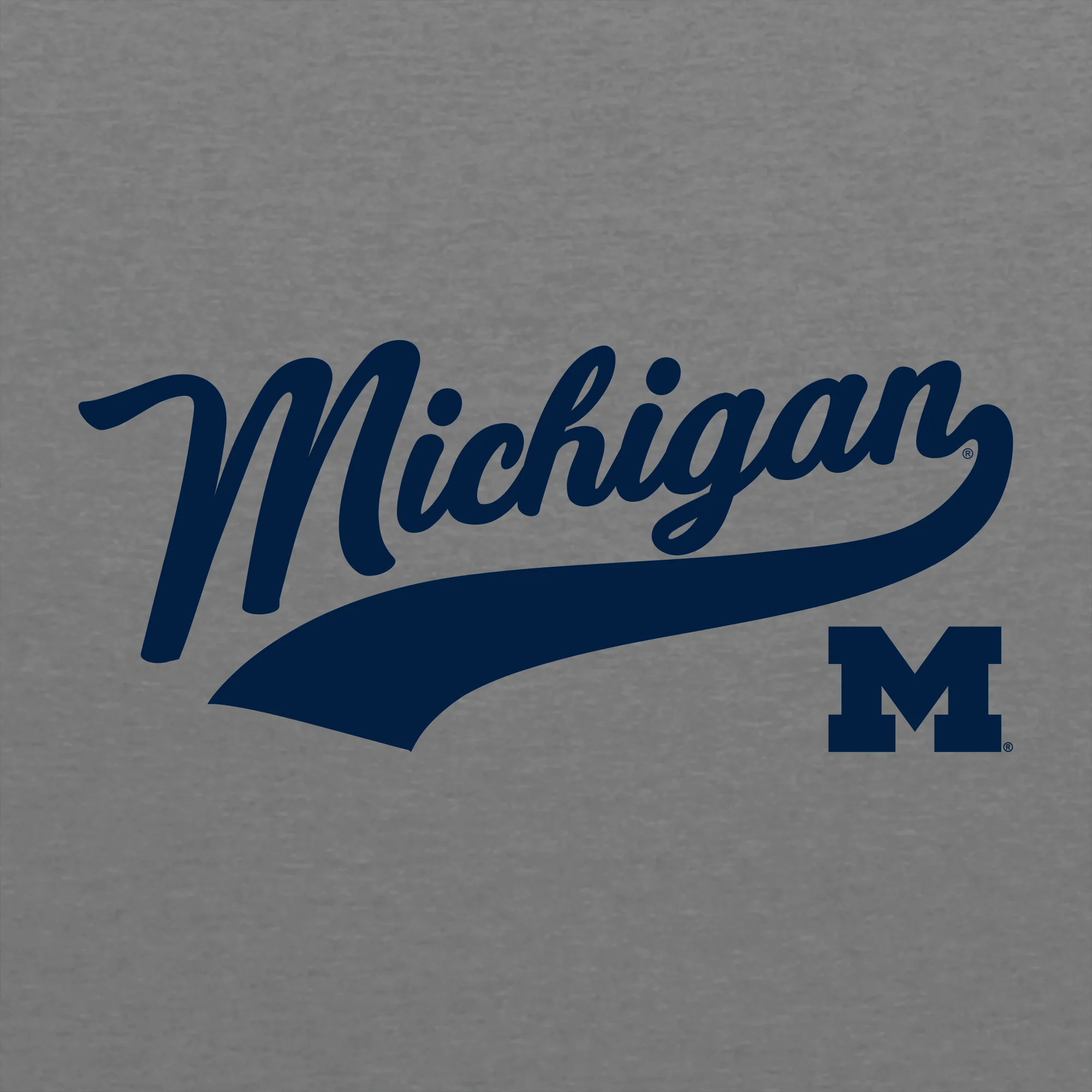 Baseball Jersey Script University of Michigan Raglan T Shirt - Premium Heather / Vintage Navy - Image 2
