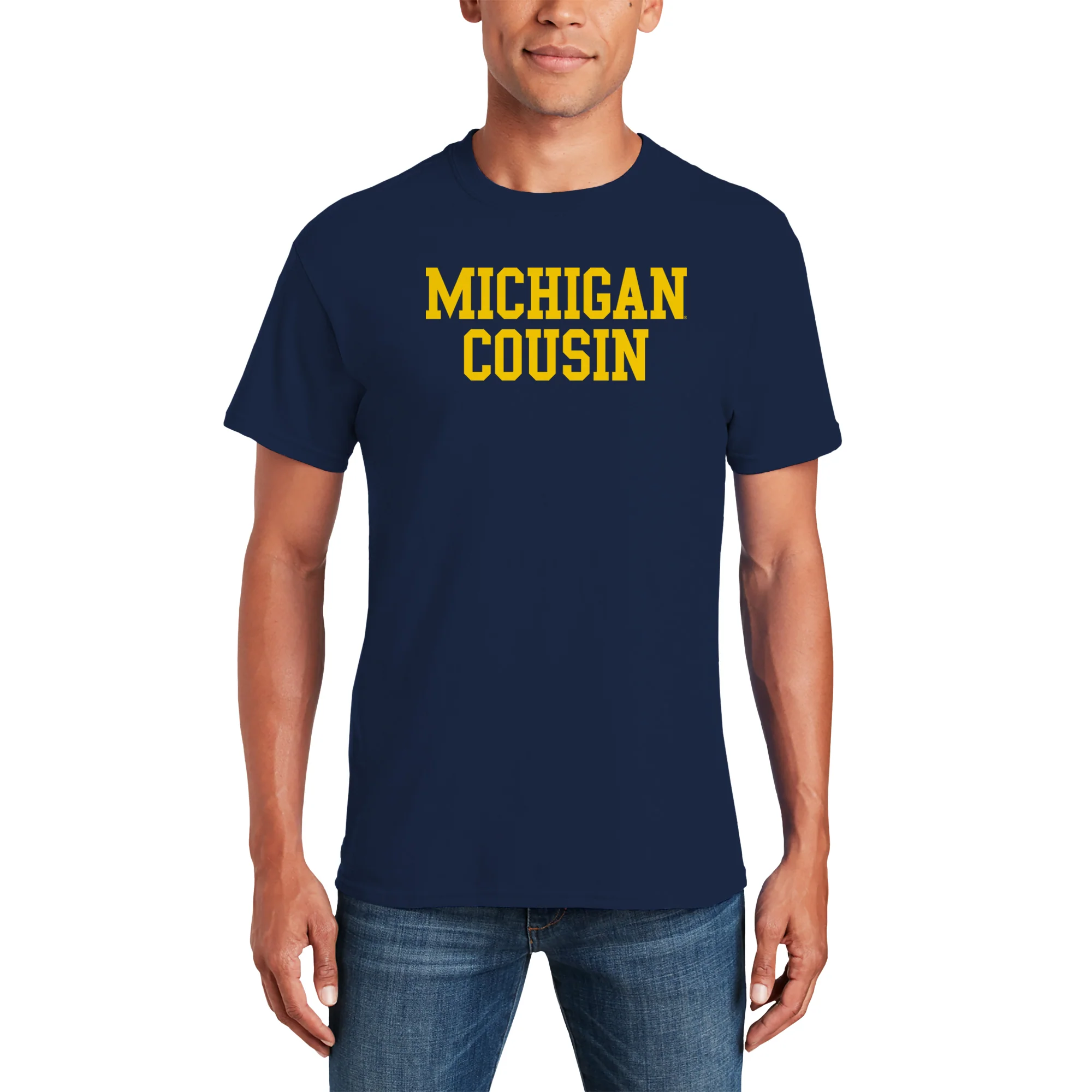 Michigan Basic Block Cousin T-Shirt - Navy - Image 3