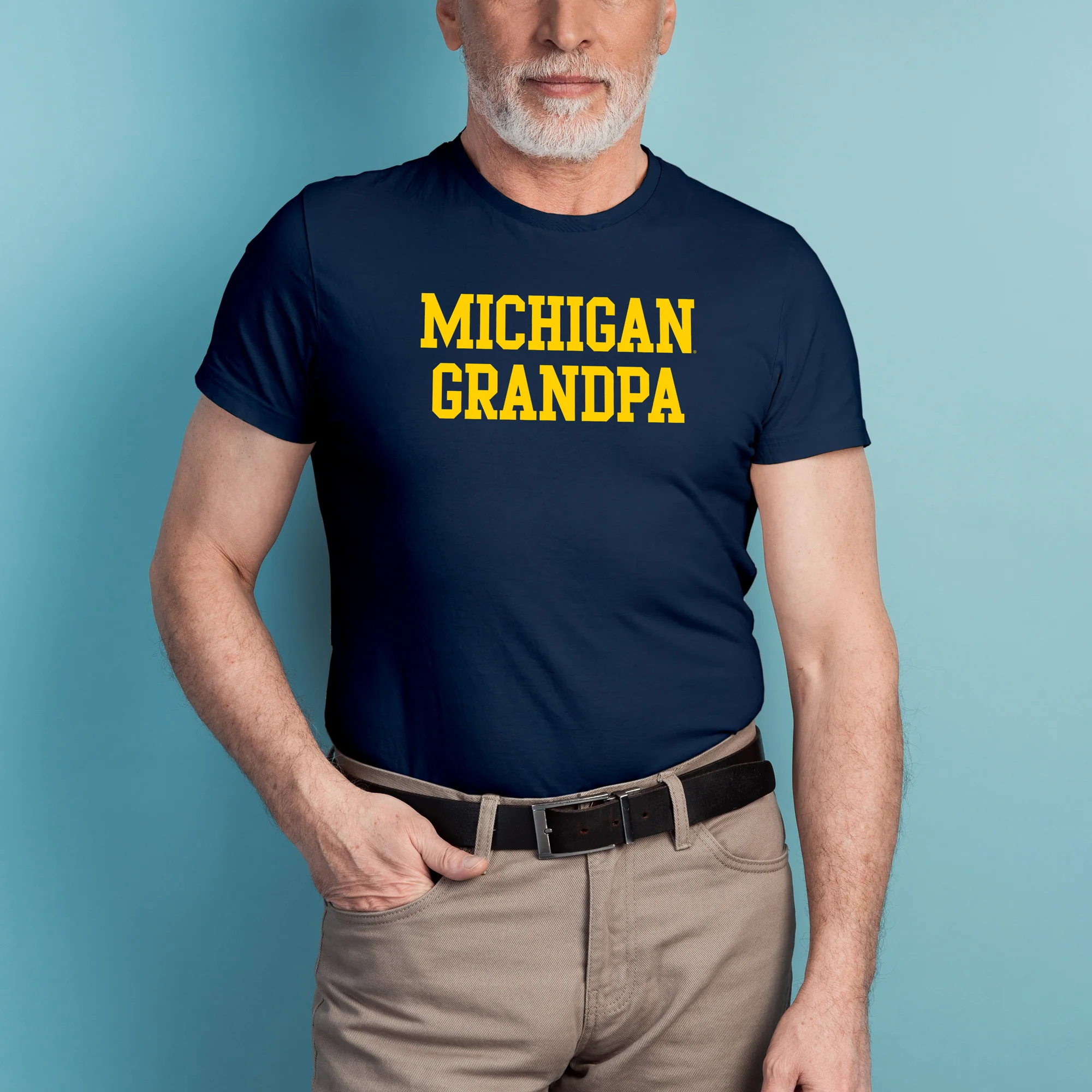 Michigan Basic Block Grandpa NLA T-Shirt - Midnight Navy - Image 3