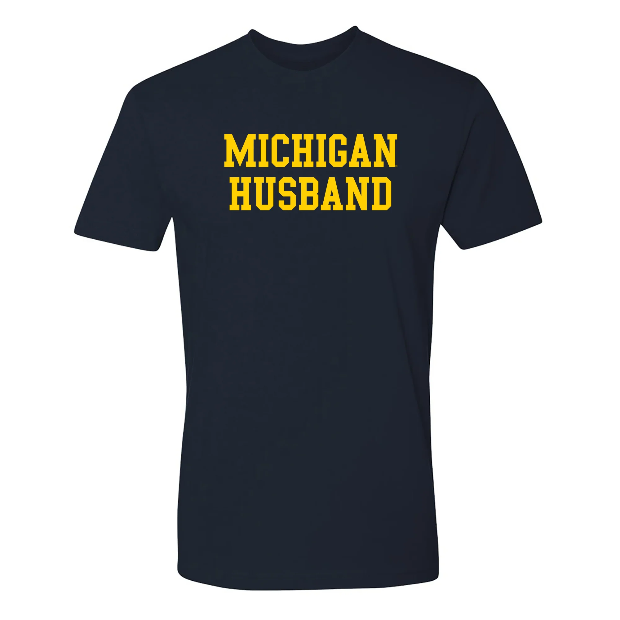 Michigan Basic Block Husband NLA T-Shirt - Midnight Navy