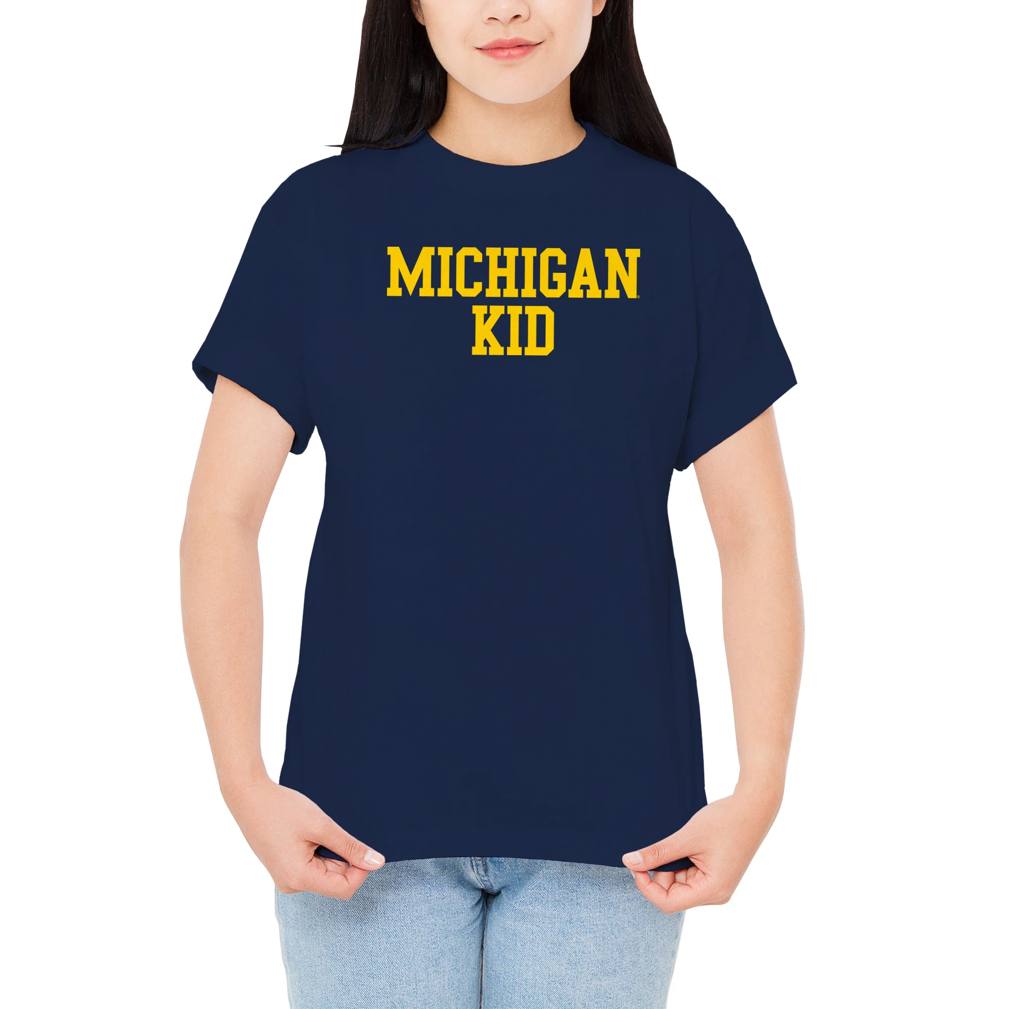 Michigan Basic Block Kid T-Shirt - Navy - Image 4