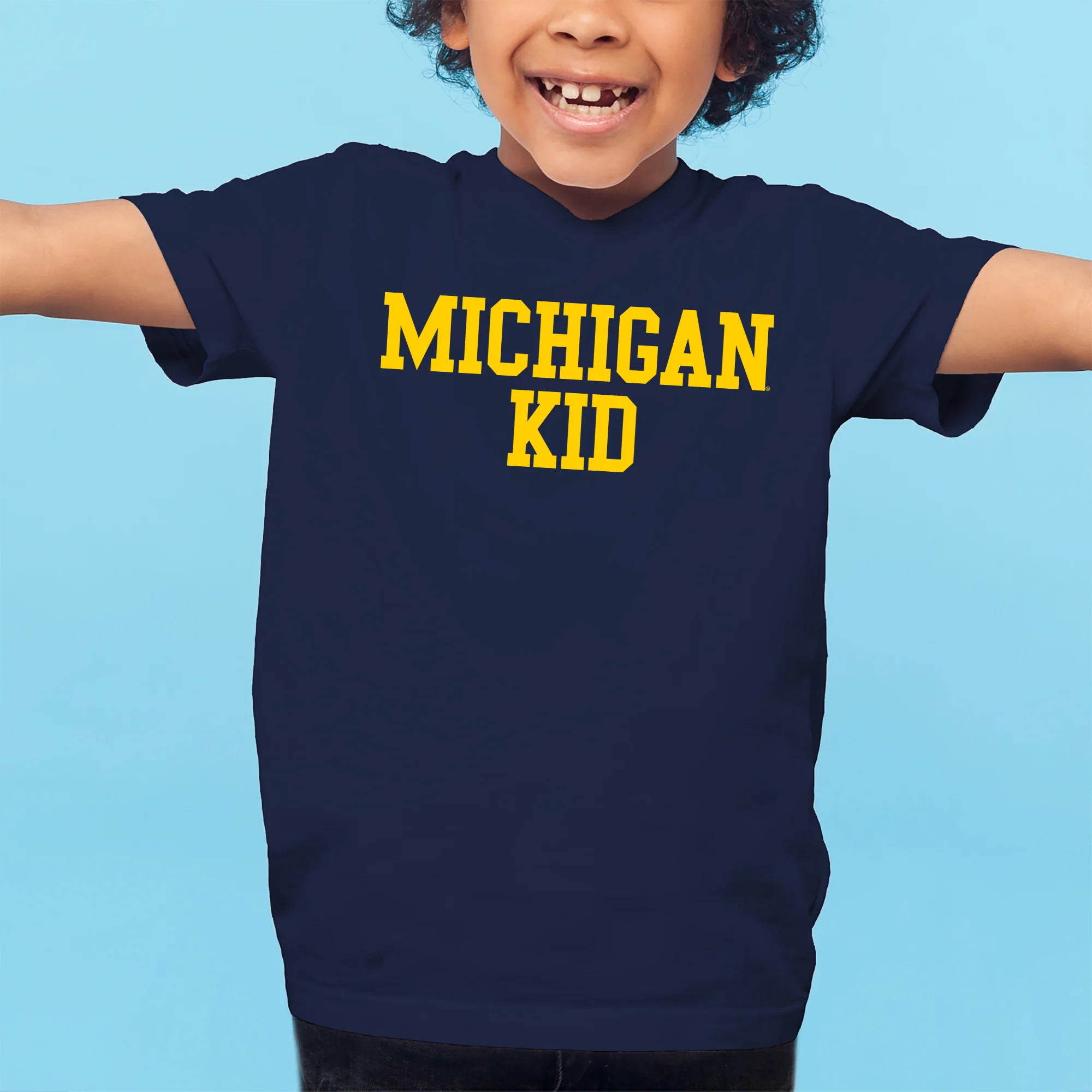 Michigan Basic Block Kid Youth T-Shirt - Navy - Image 3