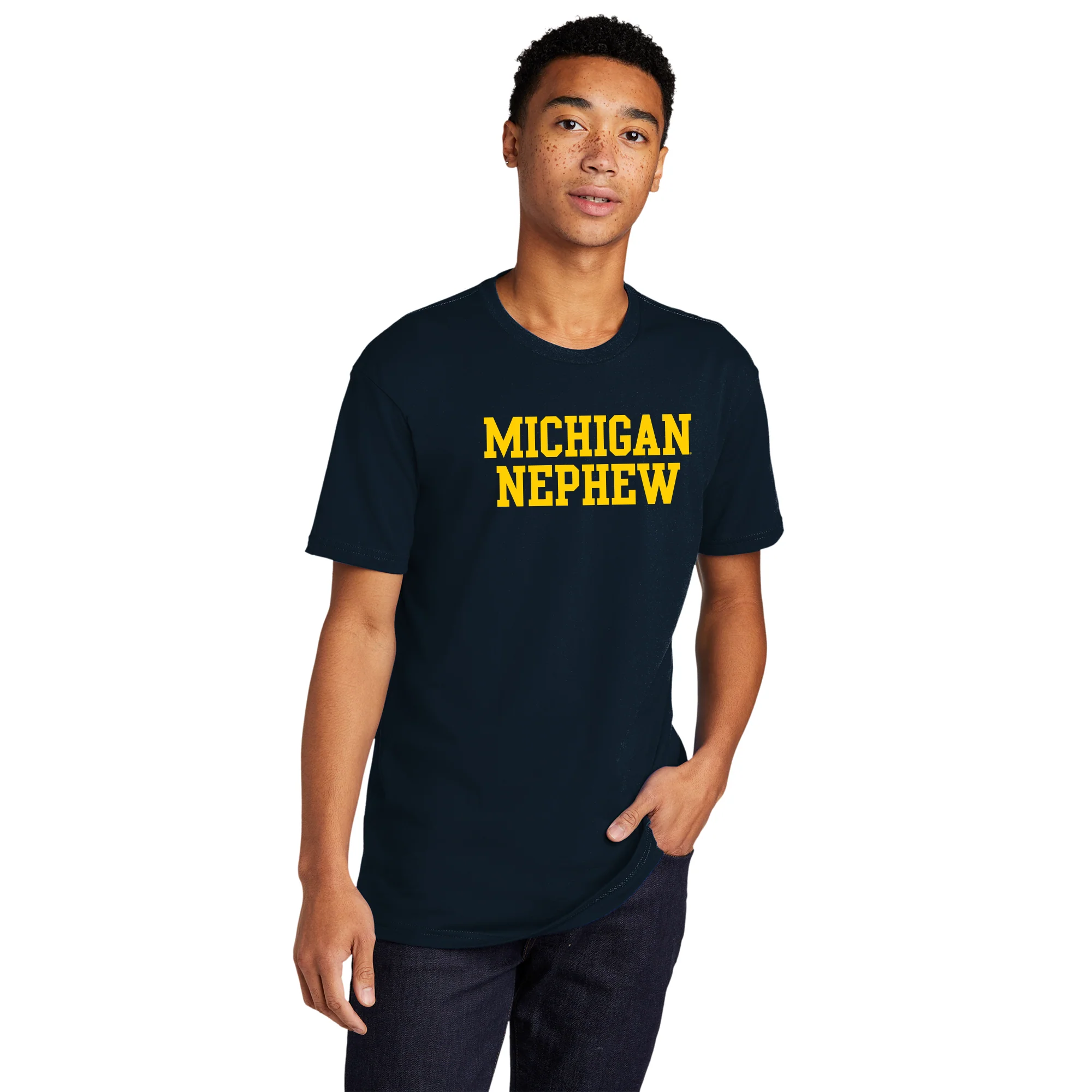 Michigan Basic Block Nephew NLA T-Shirt - Midnight Navy - Image 3